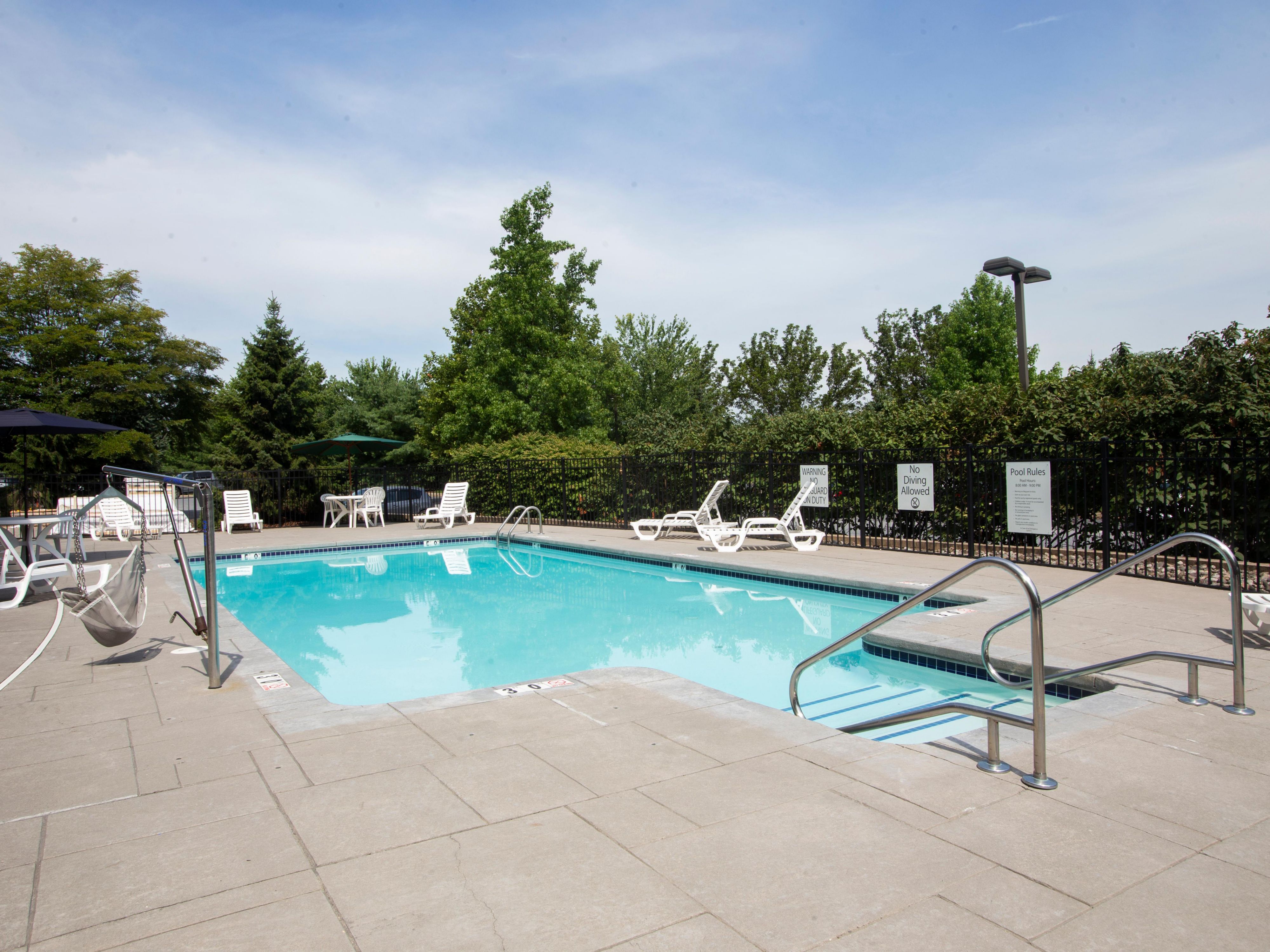 Make a splash in the heated outdoor pool at our Bethlehem hotel.