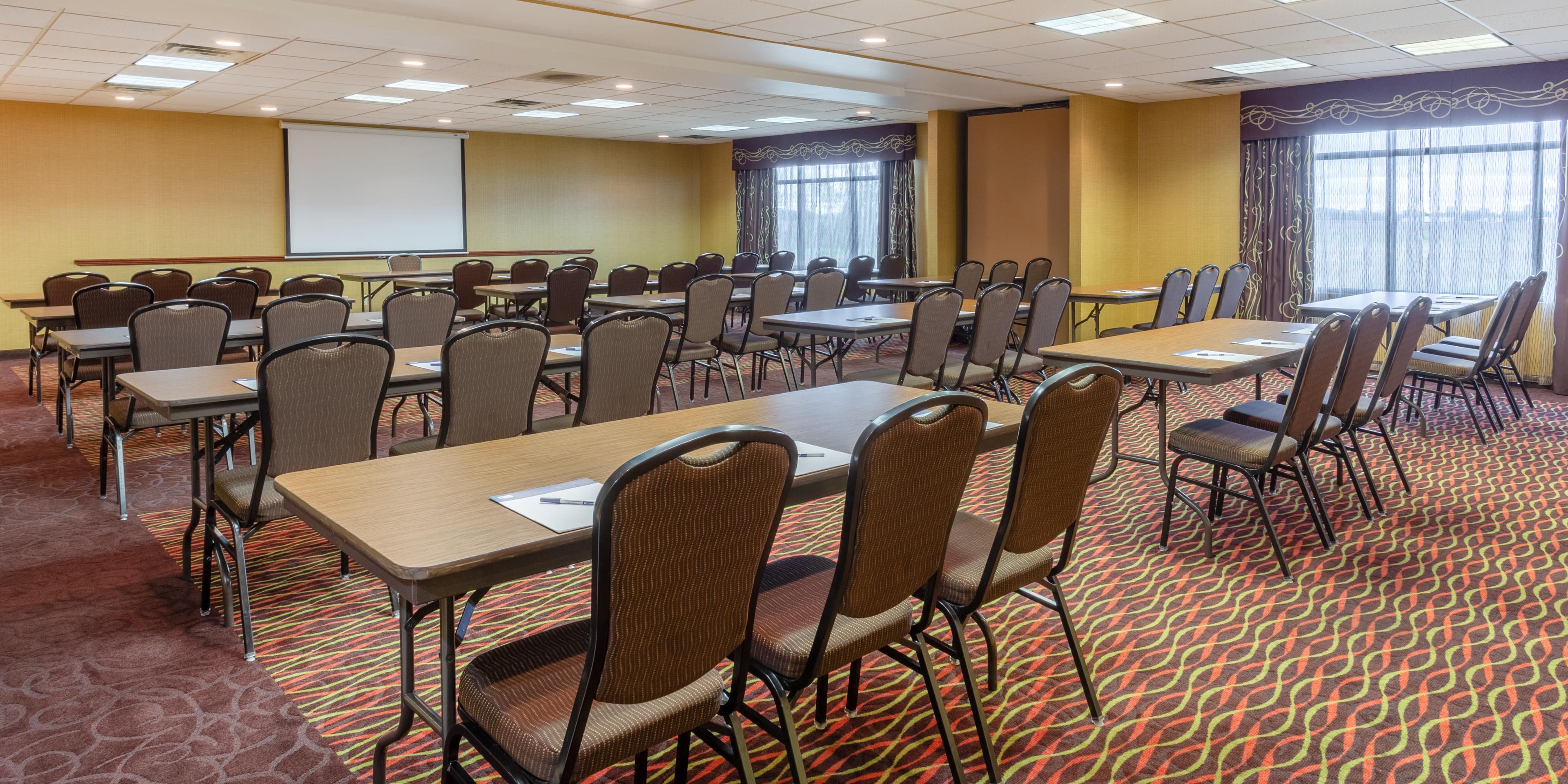 Call our sales department today to see how we can make your next meeting, corporate event or party a success. With 1300 square feet of meeting space available we can accommodate  a variety of different set up requests. Plus enjoy complimentary waters and free in room WI-FI. Catering services are also available. 
