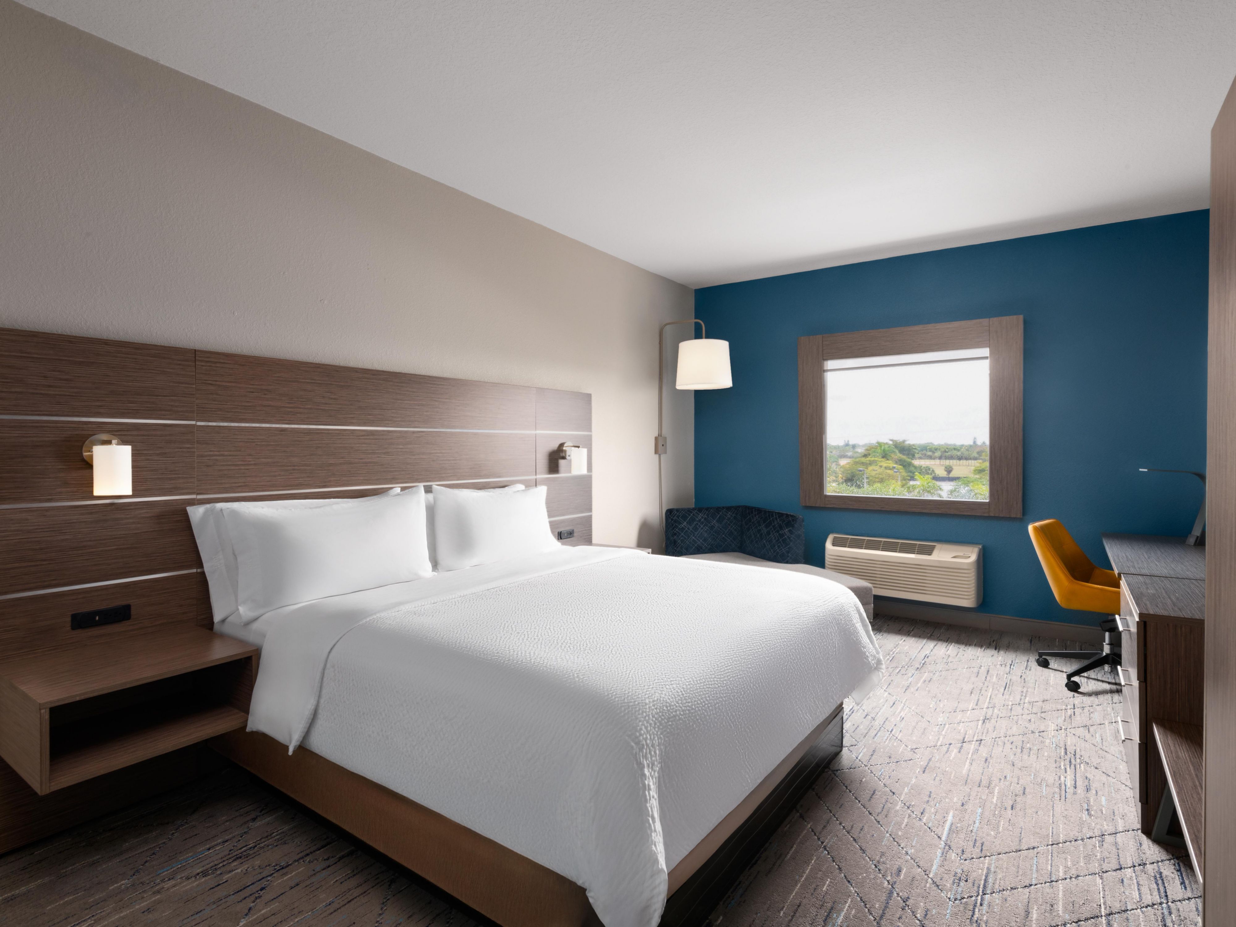 Your room is equipped with an in-room safe, an ergonomic desk, premium Wi-Fi, a microwave, and a mini fridge, making it easy to work or relax. Enjoy peace of mind and convenience whether you’re here for business, leisure, or an extended stay.