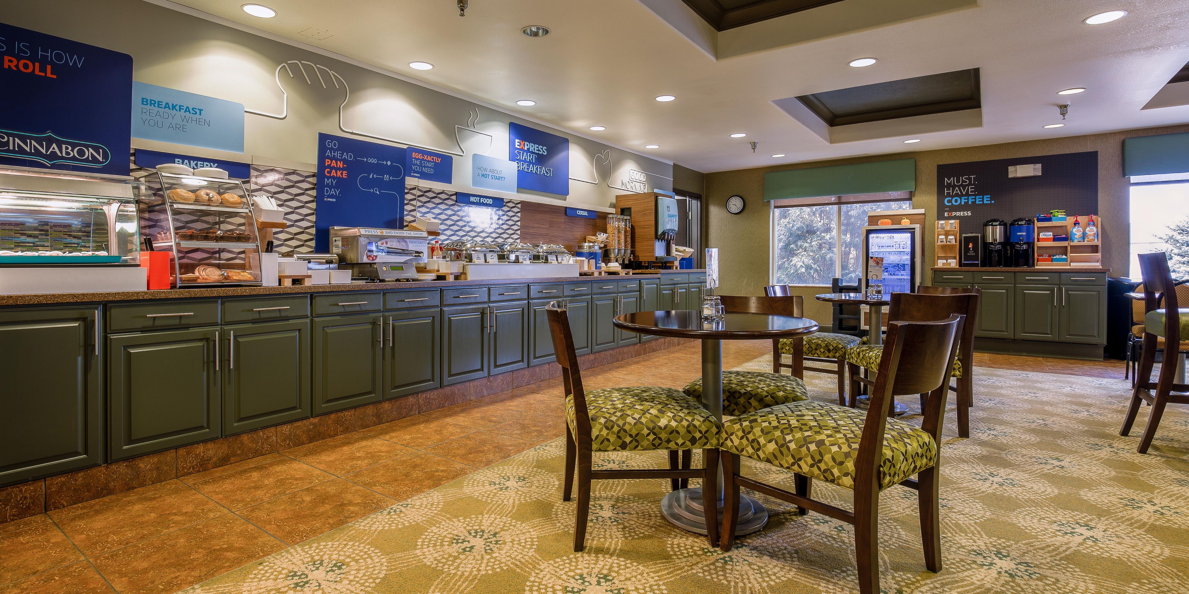 Start your day with fresh bacon and eggs, pancakes, or a sweet roll. Discover our new options, and new look, always included in your stay. As always, our complimentary hot coffee is available around the clock. So, grab a plate, fuel up, and Be The Readiest® to conquer your day!