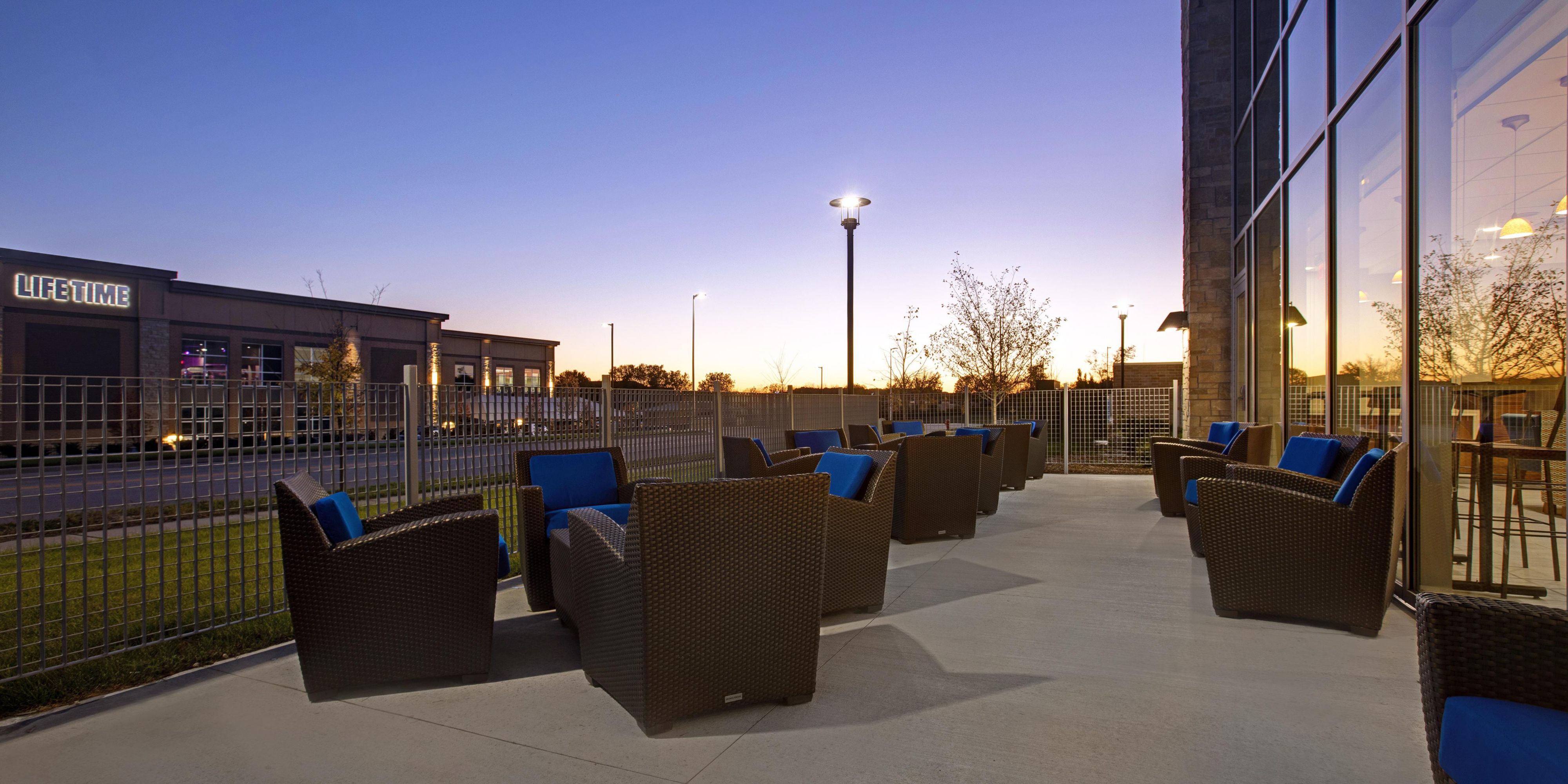 Looking to relax after a long day? Check out our patio seating area. 