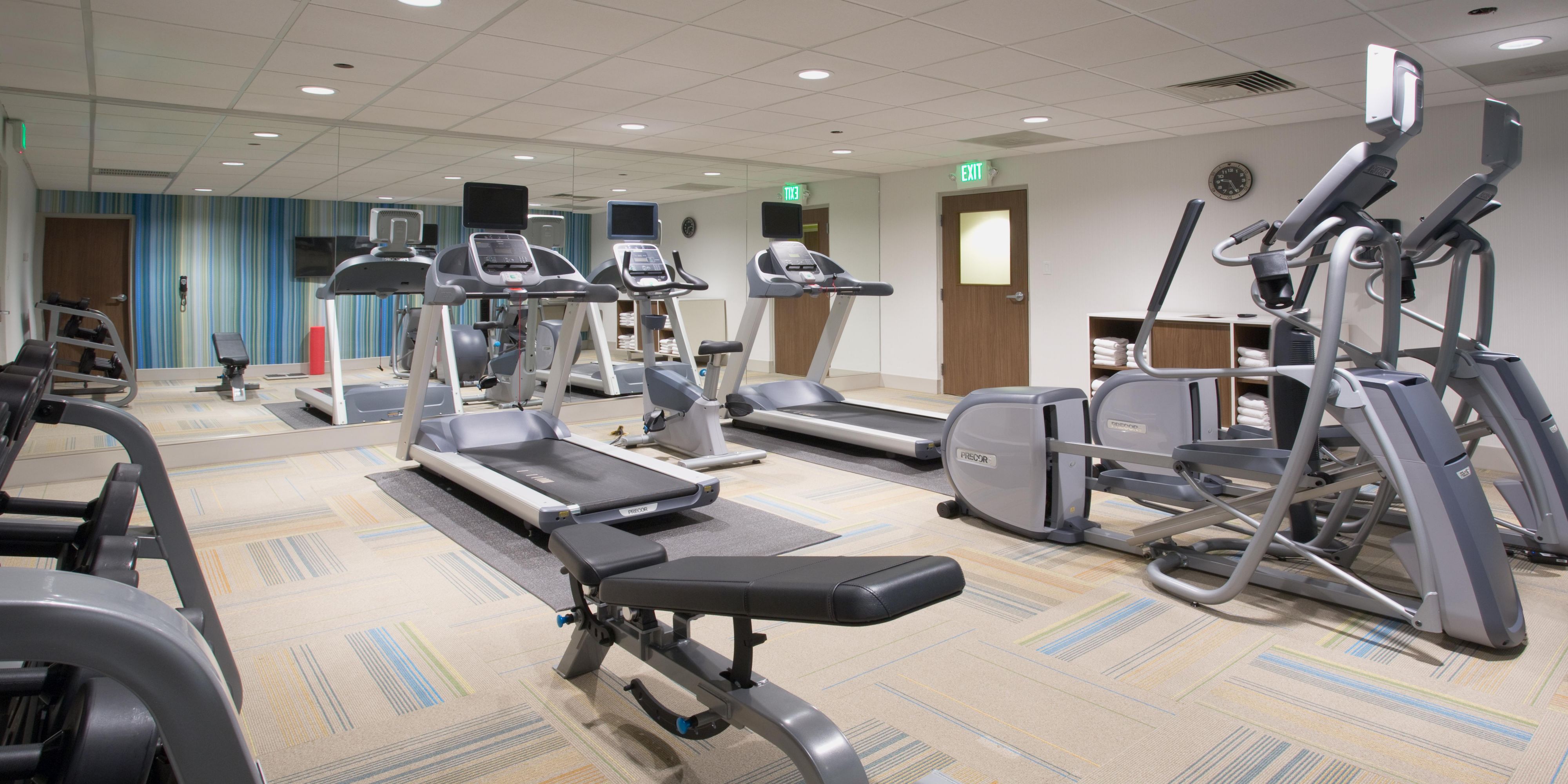 Our onsite fitness center has everything you need to get in a great workout on the road, so you don't have to feel like you are out of your routine. We've got a treadmill, elliptical, spin bike and a full set of dumbells.