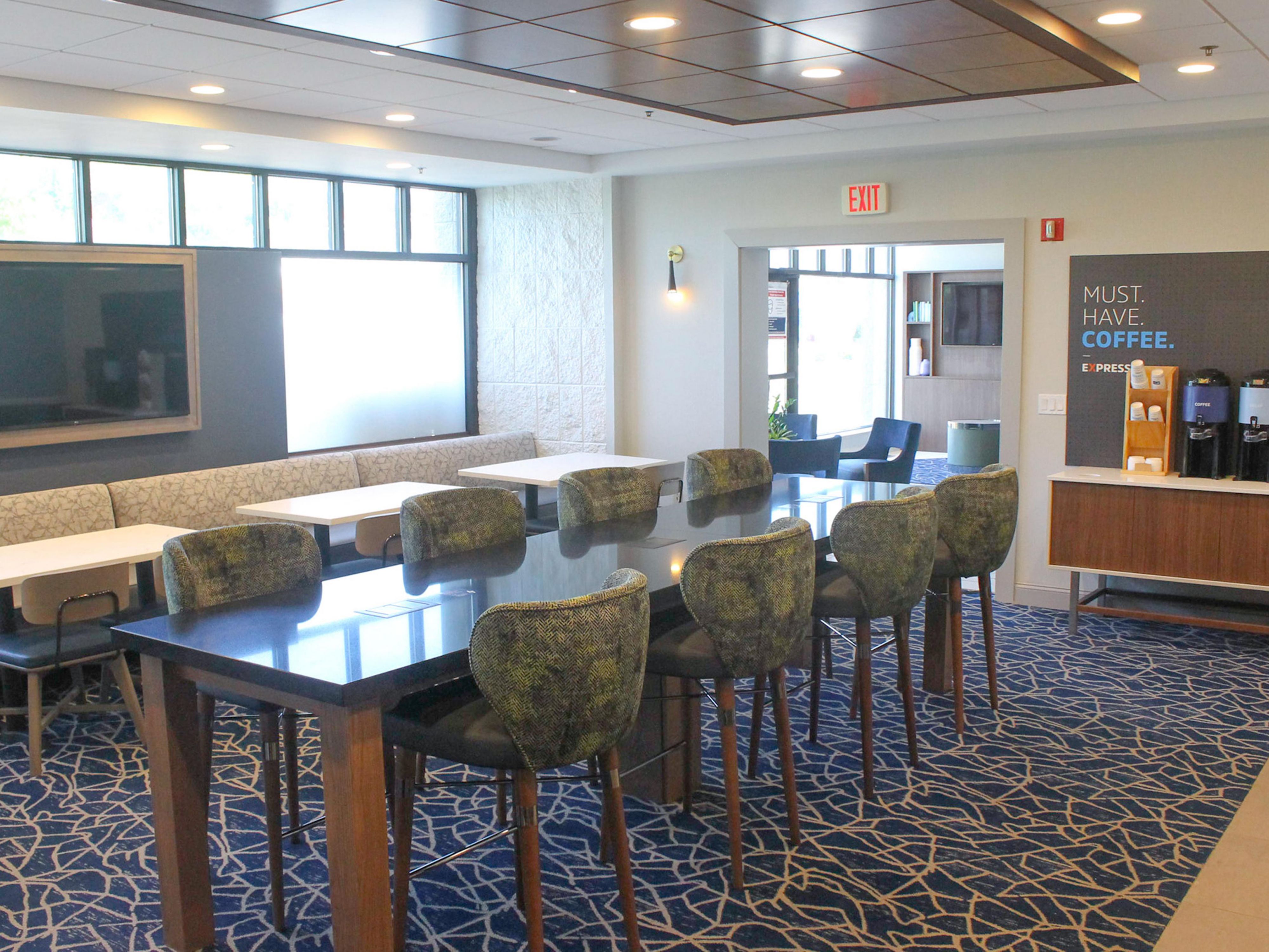 We offer a complimentary express start breakfast for all of our guests. And complimentary coffee in the lobby. An on-site convenience store is great for grab and go items. Restaurant delivery service available. Breakfast Hours: Monday - Friday: 6:30 am - 9:30 am Saturday - Sunday: 7:00 am - 10:00 am.
