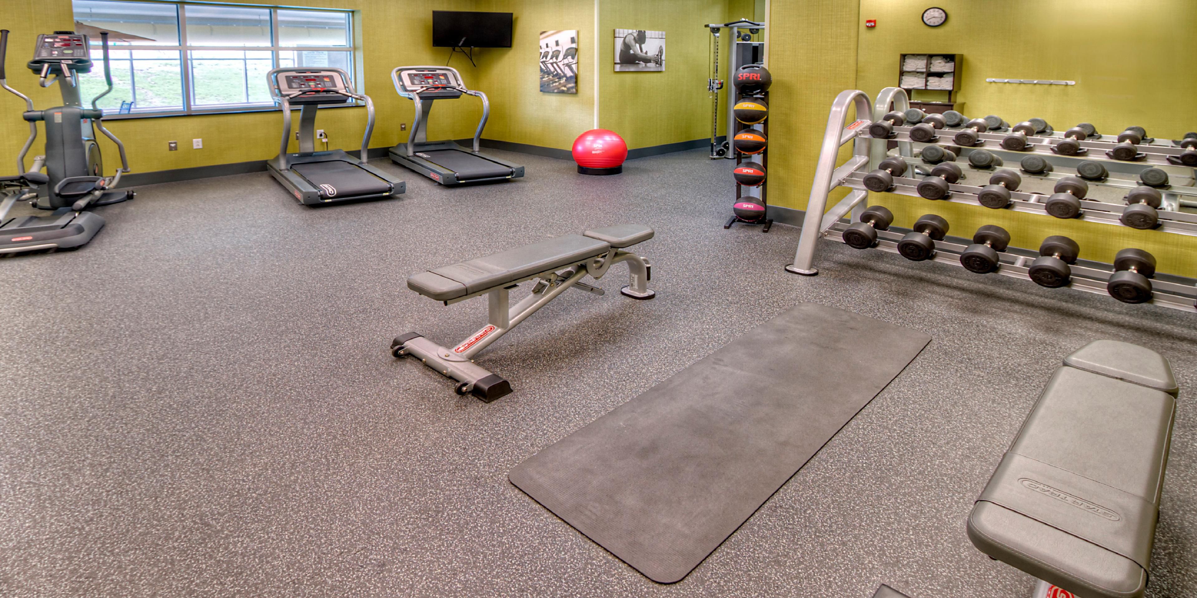 Don't lose your exercise routine when traveling. The Holiday Inn Express & Suites located in the Southpointe Business Park in Canonsburg, PA will have you covered. Our very spacious gym has from free weights to cardio equipment for a full workout routine. 