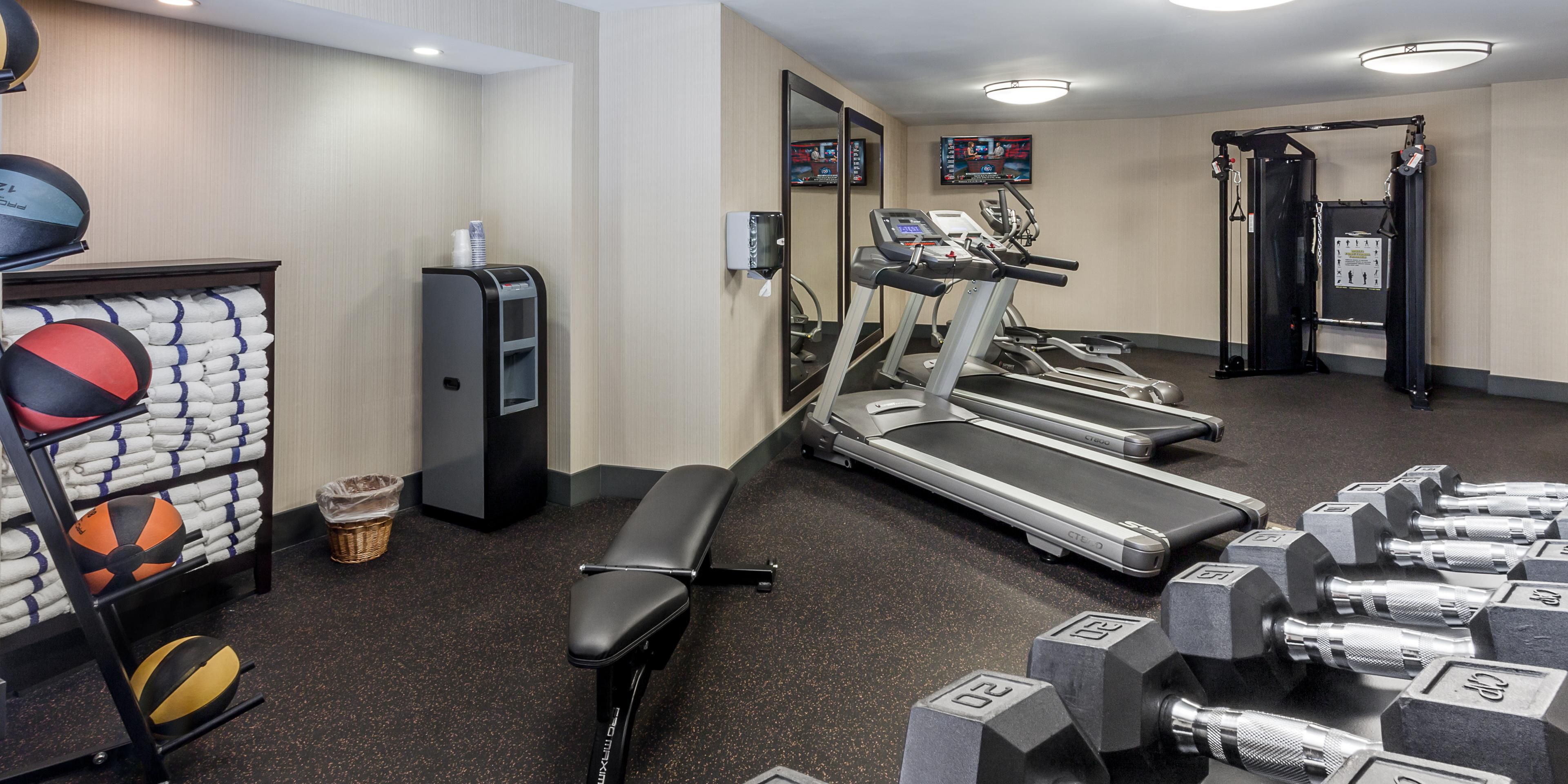 Don't skip a beat on your workout routine when you travel. Our updated fitness center features cardio machines and free weights for your perfect workout!