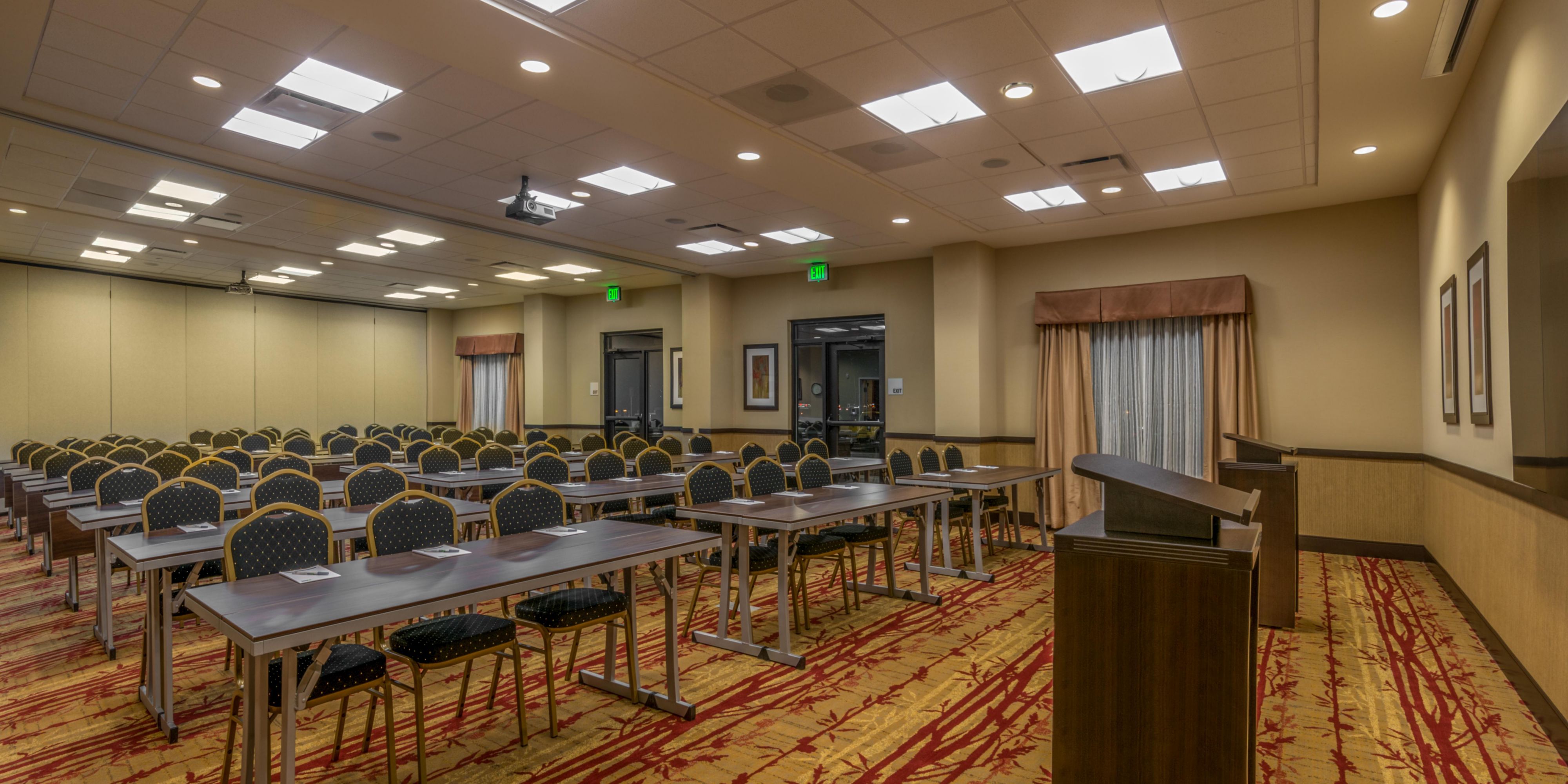 We have several different options when it comes to meeting space. Under the current "Stay at Home" order and making sure we are following social distancing guidelines, our meeting space has a maximum capacity of 10 people in the Meadows and/or Founders Rooms and 6 people in our Plum Room. 