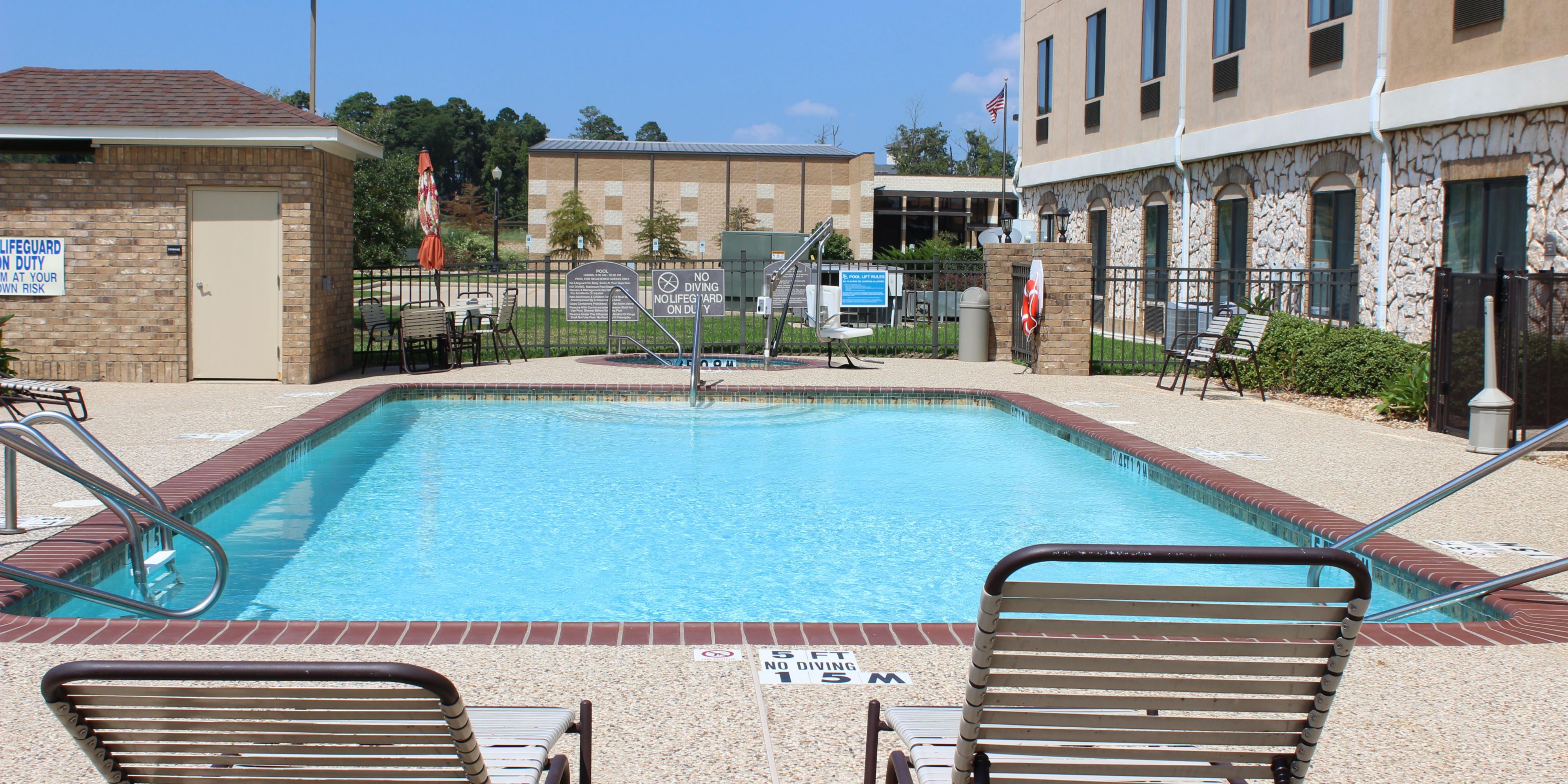 Relax and unwind in the complimentary outdoor pool and whirlpool spa