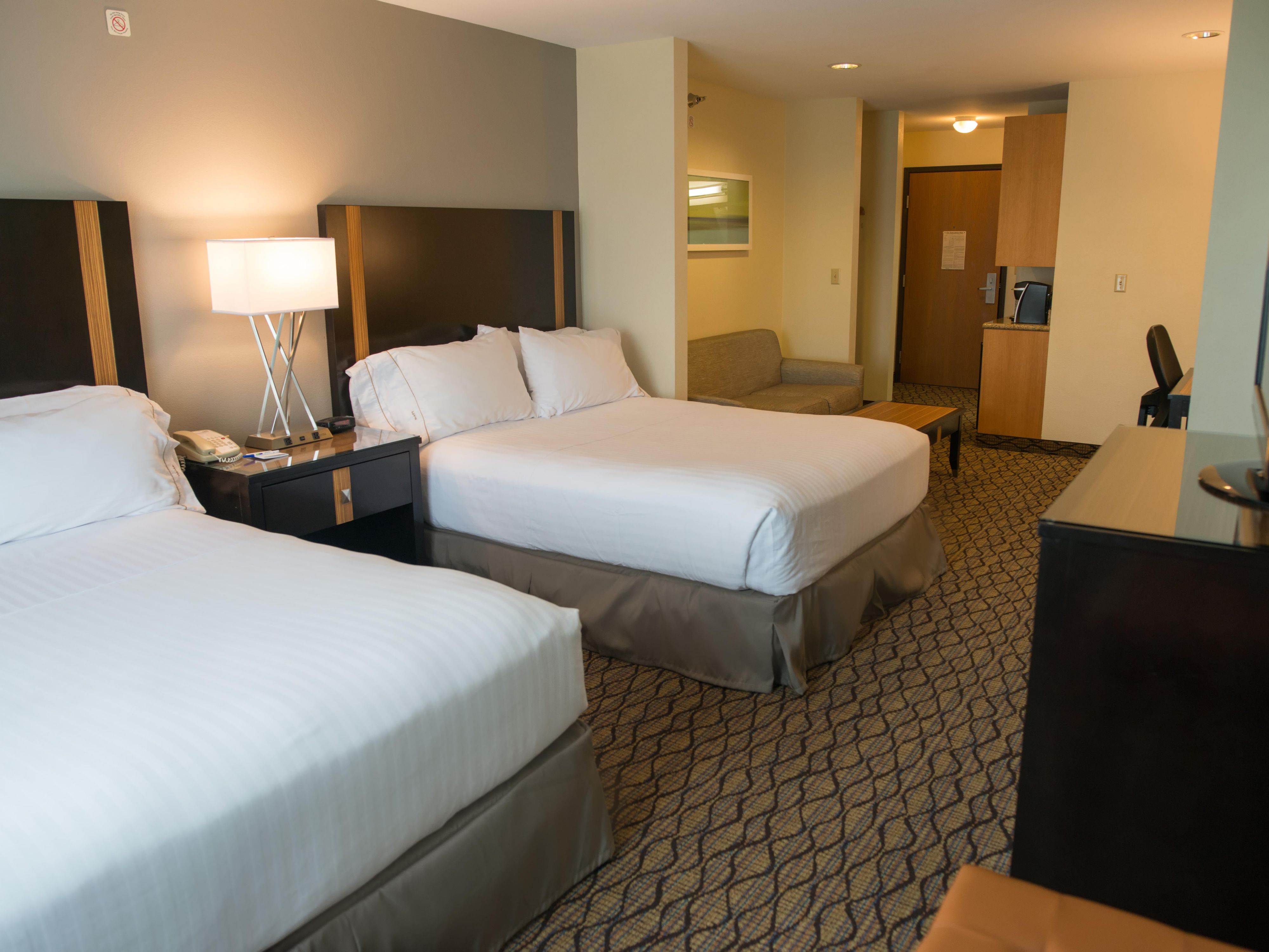 Two Queen Beds with Sofa and Kitchenette
