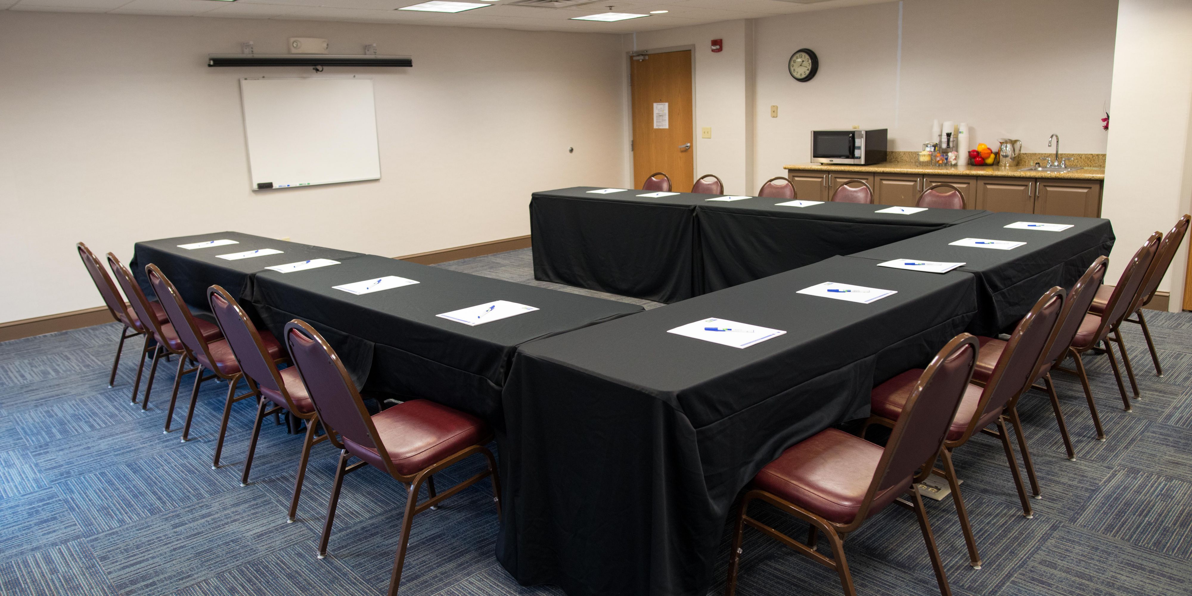 For your next business meeting reserve, the facilities available at this hotel's location in Chanhassen, MN. This hotel has a meeting room that can accommodate up to 12 people for a board meeting, and it is perfect for small meetings or presentations.