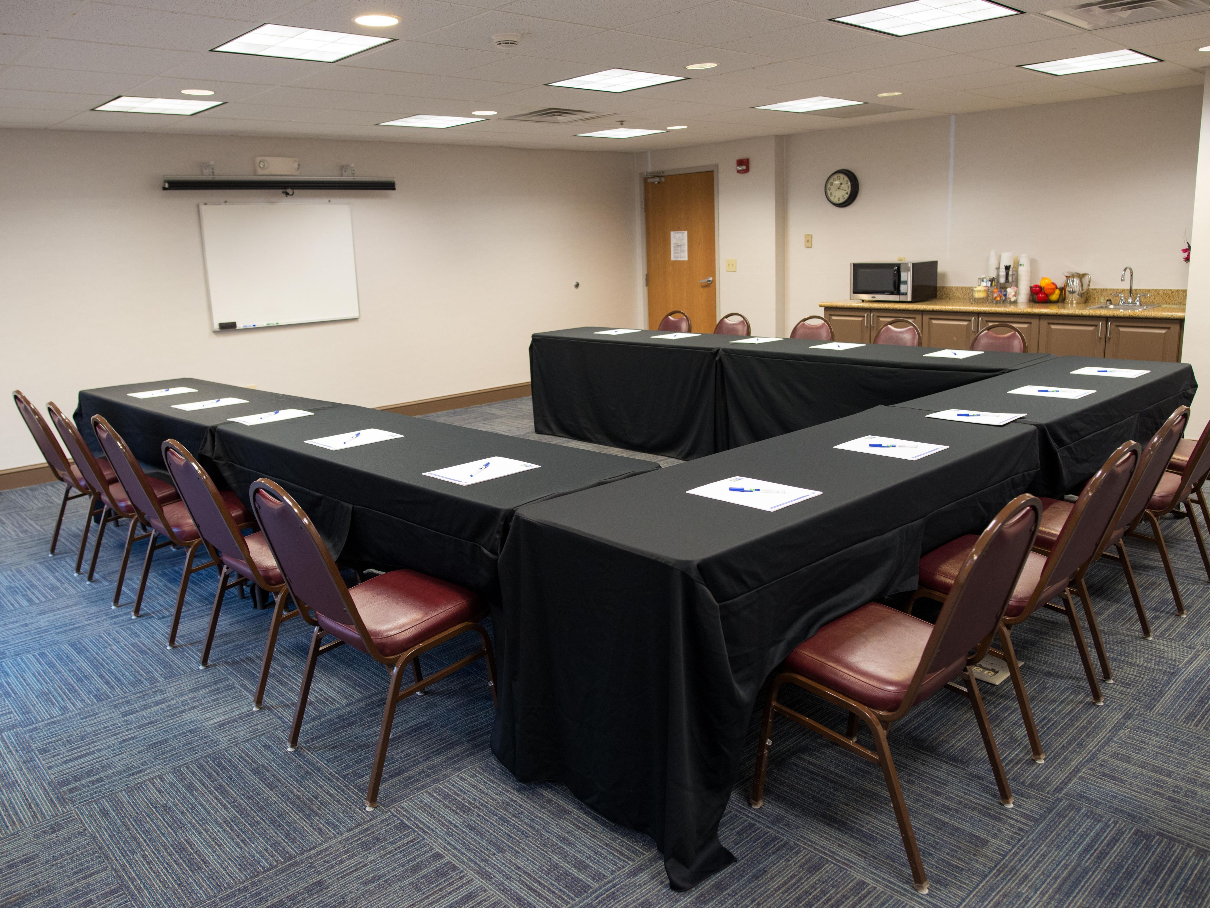 For your next business meeting reserve, the facilities available at this hotel's location in Chanhassen, MN. This hotel has a meeting room that can accommodate up to 12 people for a board meeting, and it is perfect for small meetings or presentations.