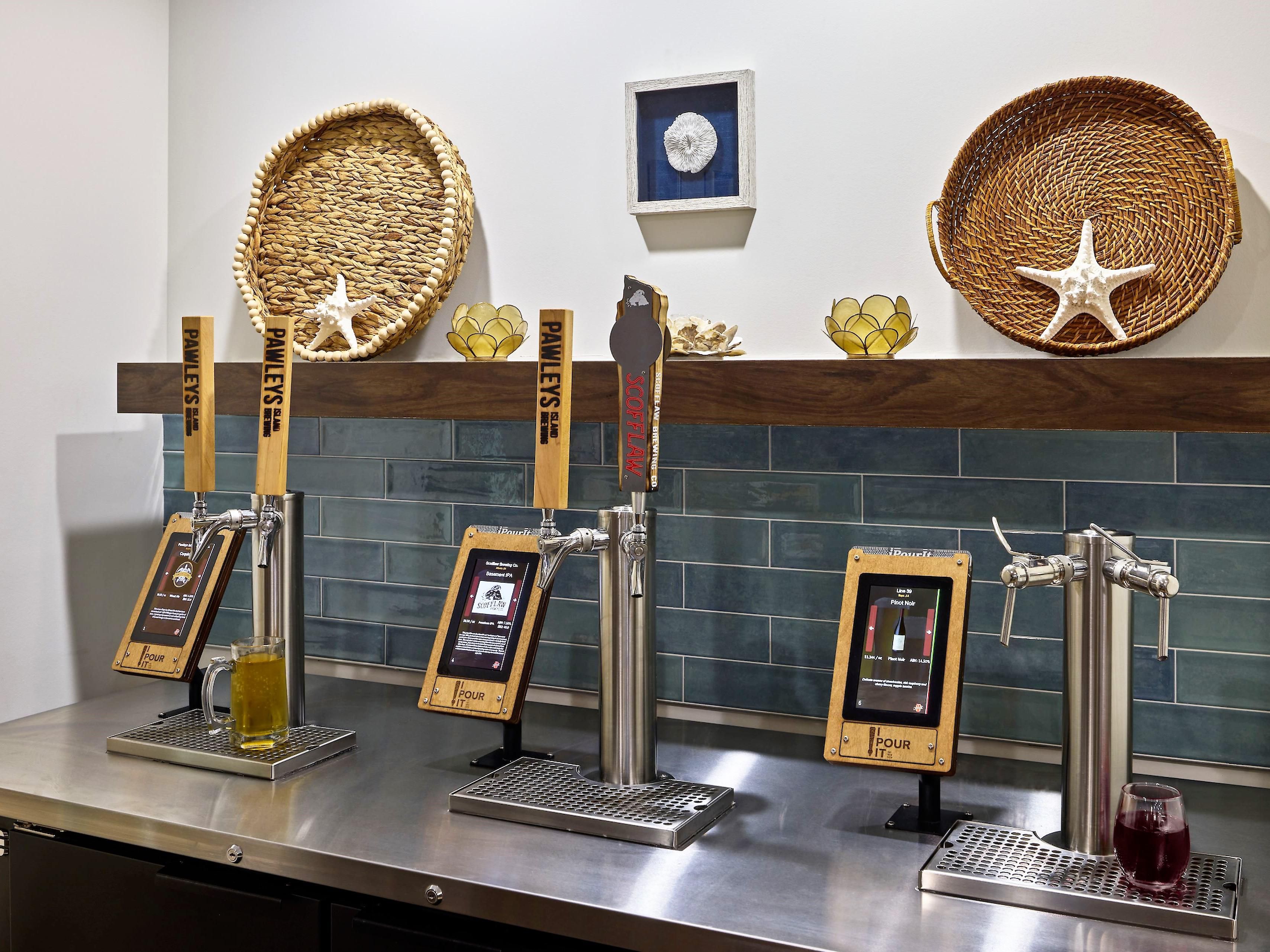 Unwind on vacation! Our guests can enjoy our self-serve beer and wine taps. We also have a large variety of snacks and beverages to purchase in our Express shop. With so much variety there is sure to be something for everyone.