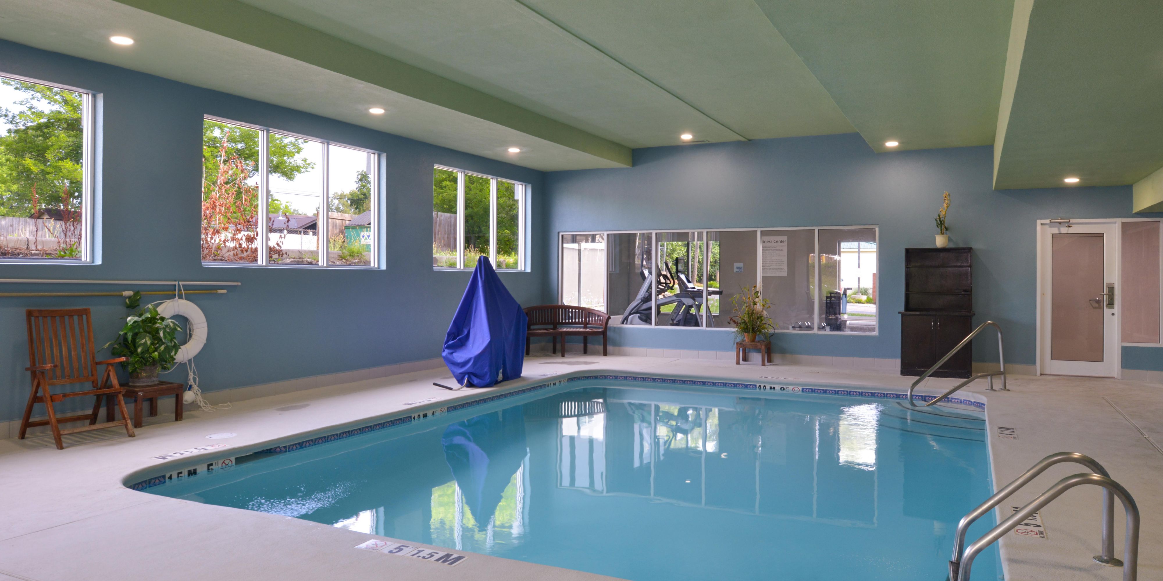 Don't let the cooler weather keep you from enjoying the warmth of our indoor, year-round  pool. Come-on, and get in.  
