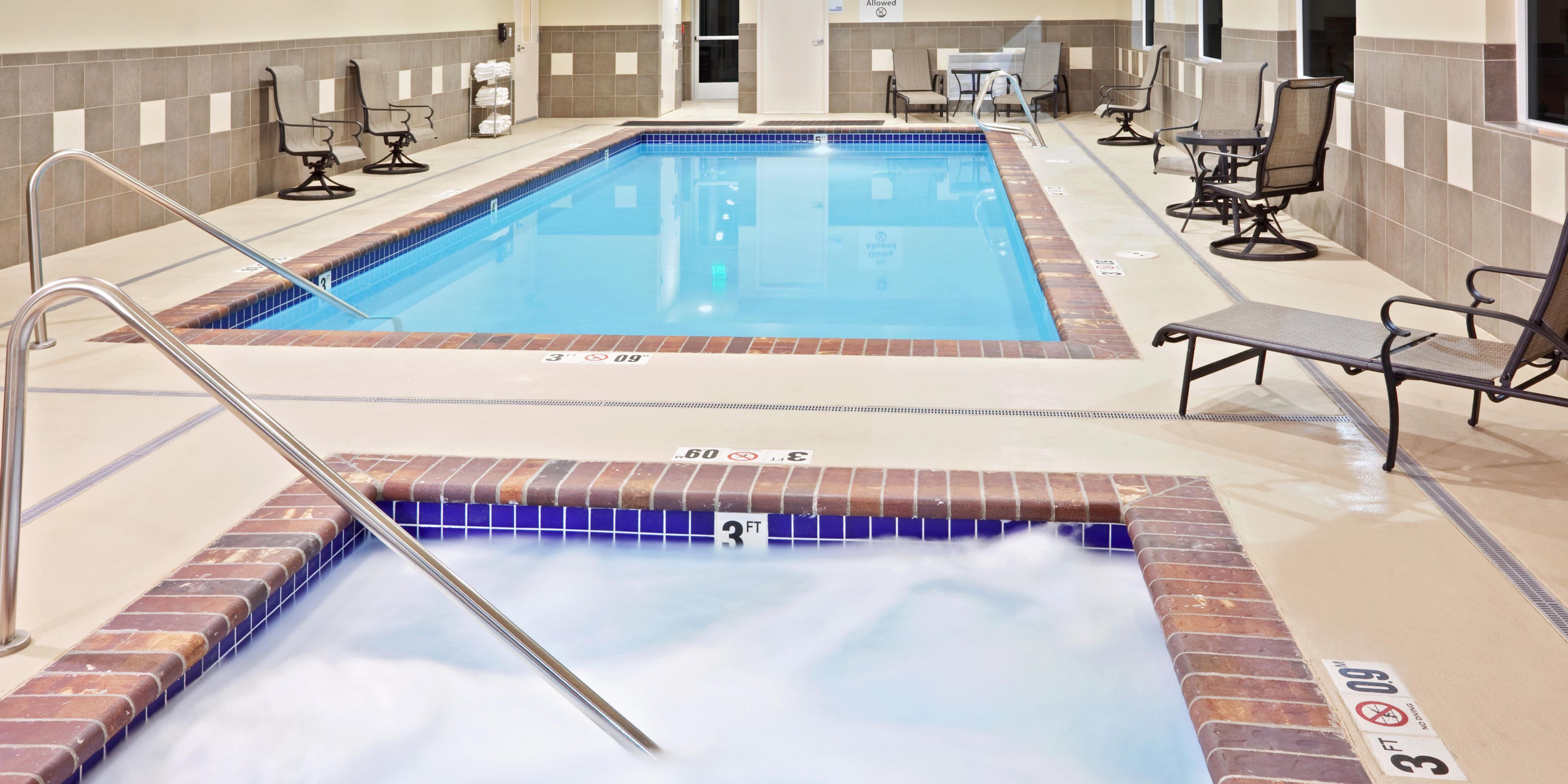 Relax in our heated indoor pool & Spa. Take a dip in the pool or kick back in the spa after a long day.