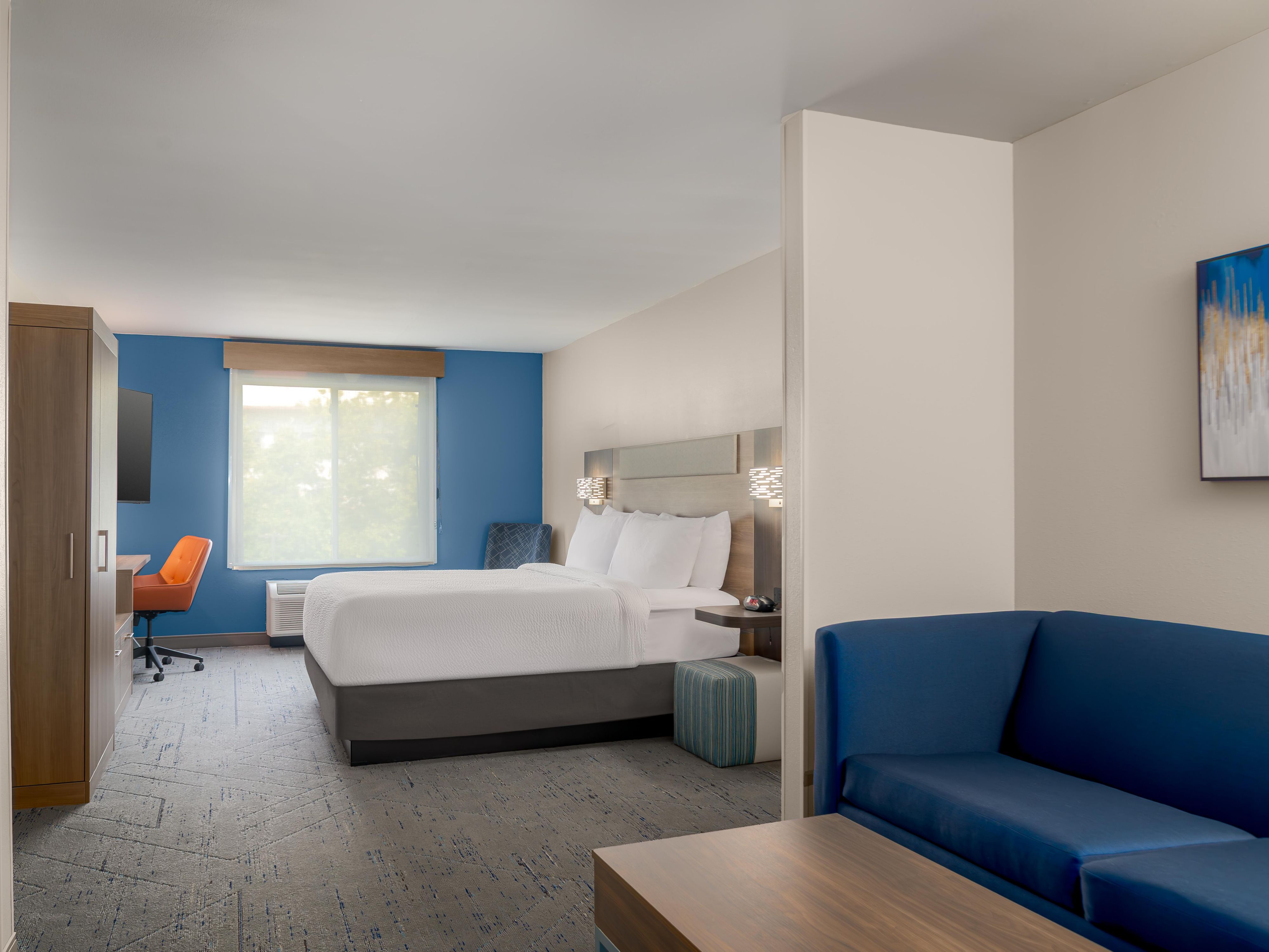 King suite with additional living space.