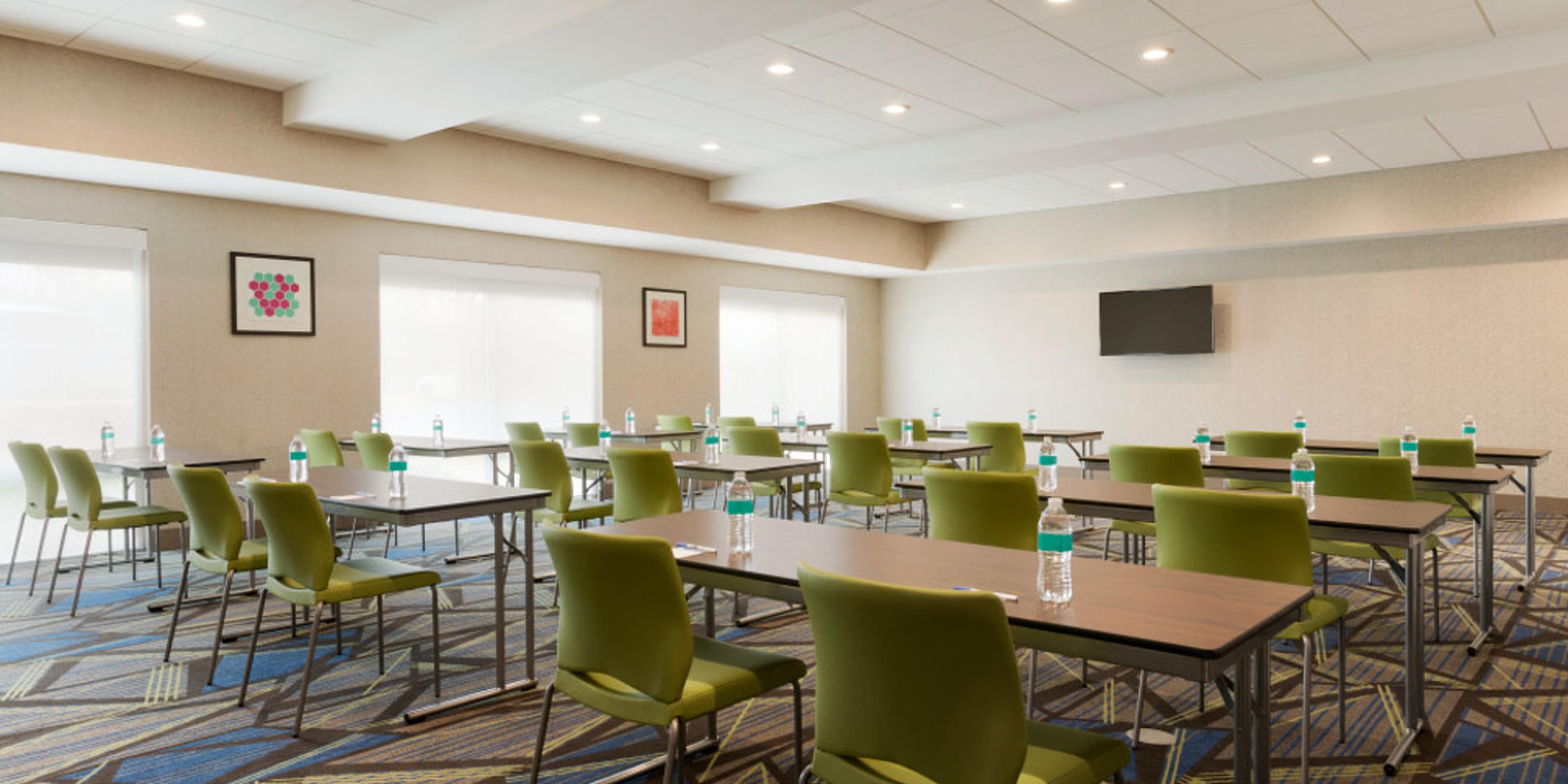 We offer a large, 1,100 sq ft, meeting space. We provide complimentary Wi-Fi, coffee, and also allow outside catering at no cost. We can assure you we are taking safety and sanitation precautions as well to ensure the safety of you and your guest. Contact sales today to book your next group, event, or meeting. 