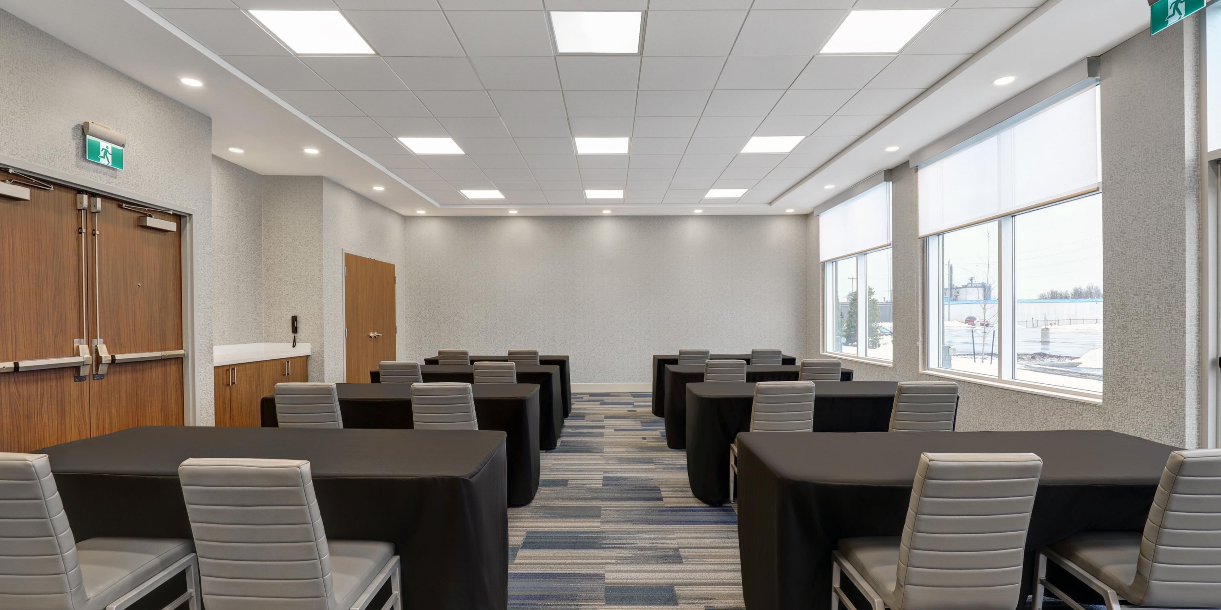 Looking to host a Meeting or Event? Our flexible meeting space is full of natural light and can accommodate up to 60 people. Call or email us for more details.
