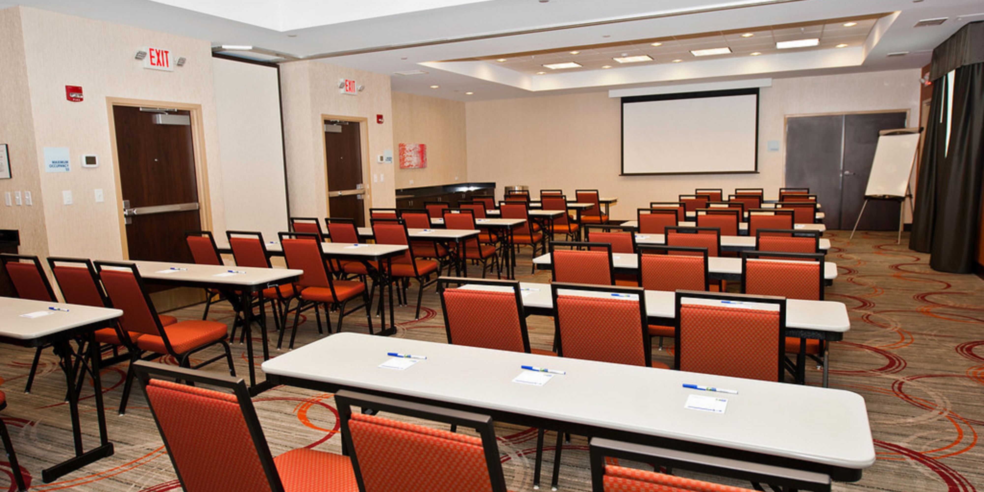 Looking for a place to host your next meeting, shower, or team time? With our 1260 Square Feet of meeting space, we can accommodate a Boardroom for up to 24 people, a small event for 64 or anywhere in-between! Coffee and Water is provided, and Outside Catering is permitted! Need overnight accommodations too? Call the hotel for a special group rate!