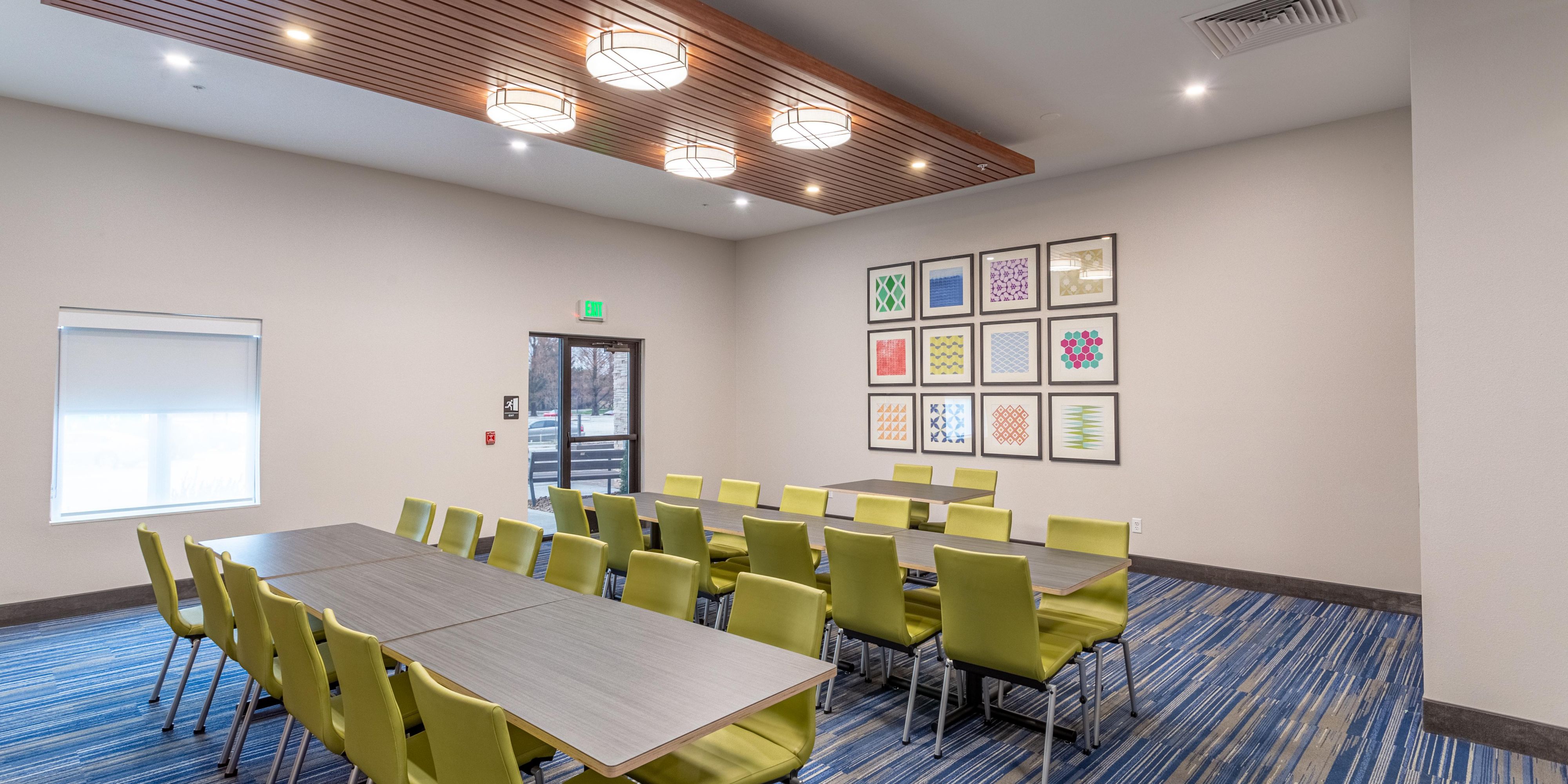 Our beautiful 800 square foot meeting room is an ideal space for informal gatherings with family and friends as things get back to 'normal'. Whether you are coming to the hotel for a Family Reunion, Wedding, Graduation, Birthday Celebration or a travel team game our space might be a good fit for you. Contact the sales office for more details. 