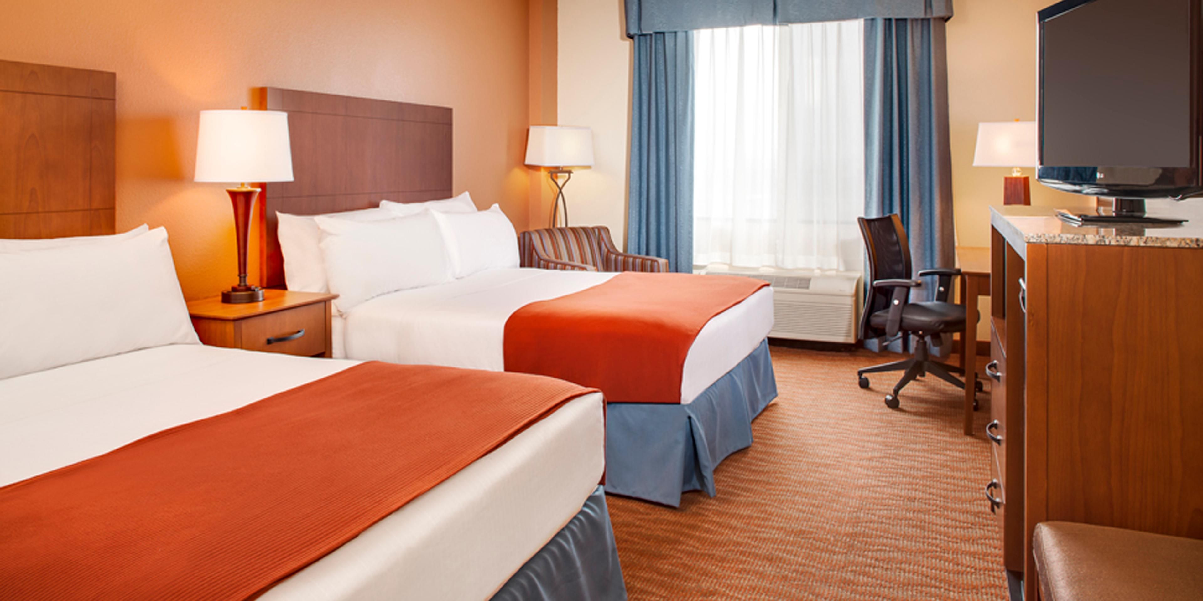When choosing the Holiday Inn Express & Suites you choose a hotel with unbeatable guest service and hotel amenities such as free breakfast, and a pool with on-site fitness center. Our guest rooms feature luxurious bedding, spacious work space, complimentary Wi-Fi. Call one of our Sales Manager's today to book a block of rooms for your next event.