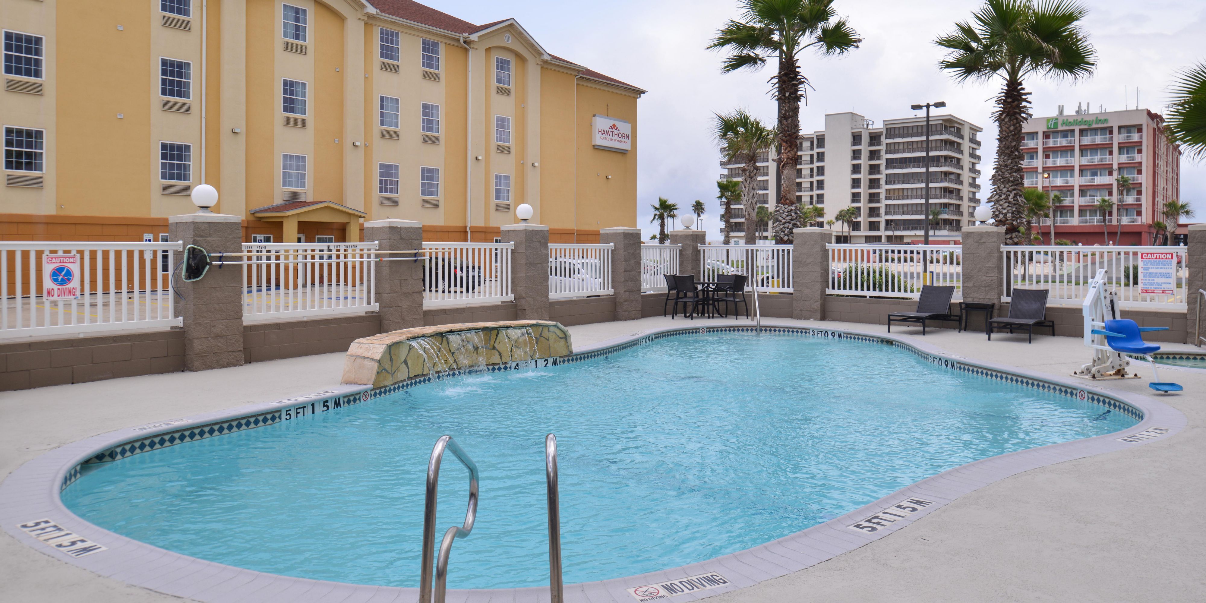 Take a dip in our outdoor swimming pool, which is open for your enjoyment from 10:00am to 10:00pm, seven days a week.
