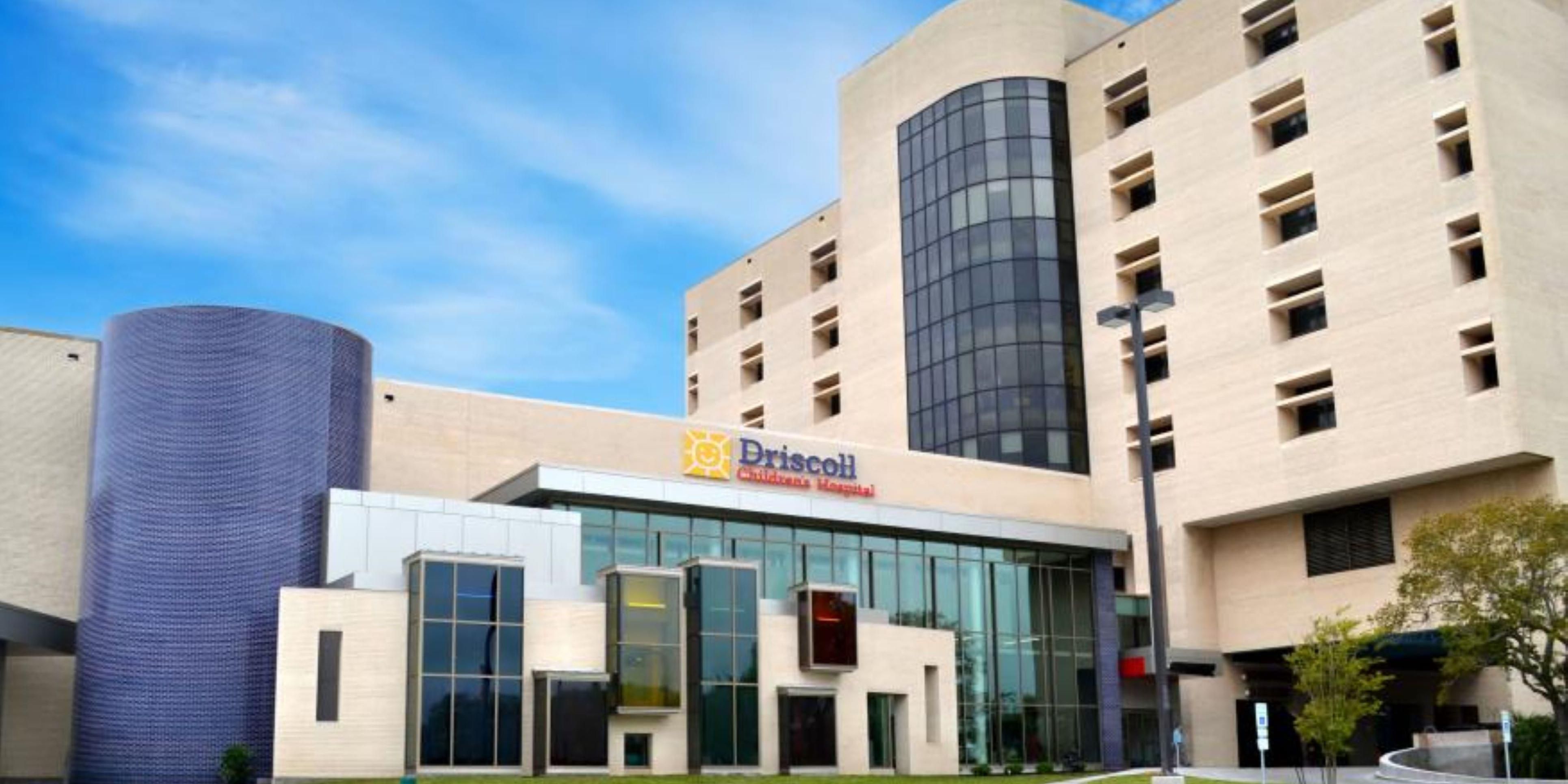 We welcome friends and family coming to visit Driscoll Children's Hospital. We are a quick 9 minute drive and offer great hospital and medical rates. Make sure to give us a call today! Driscoll Children’s Hospital is a 191-bed pediatric tertiary care center with more than 30 medical and surgical specialties offering care throughout South Texas. 

