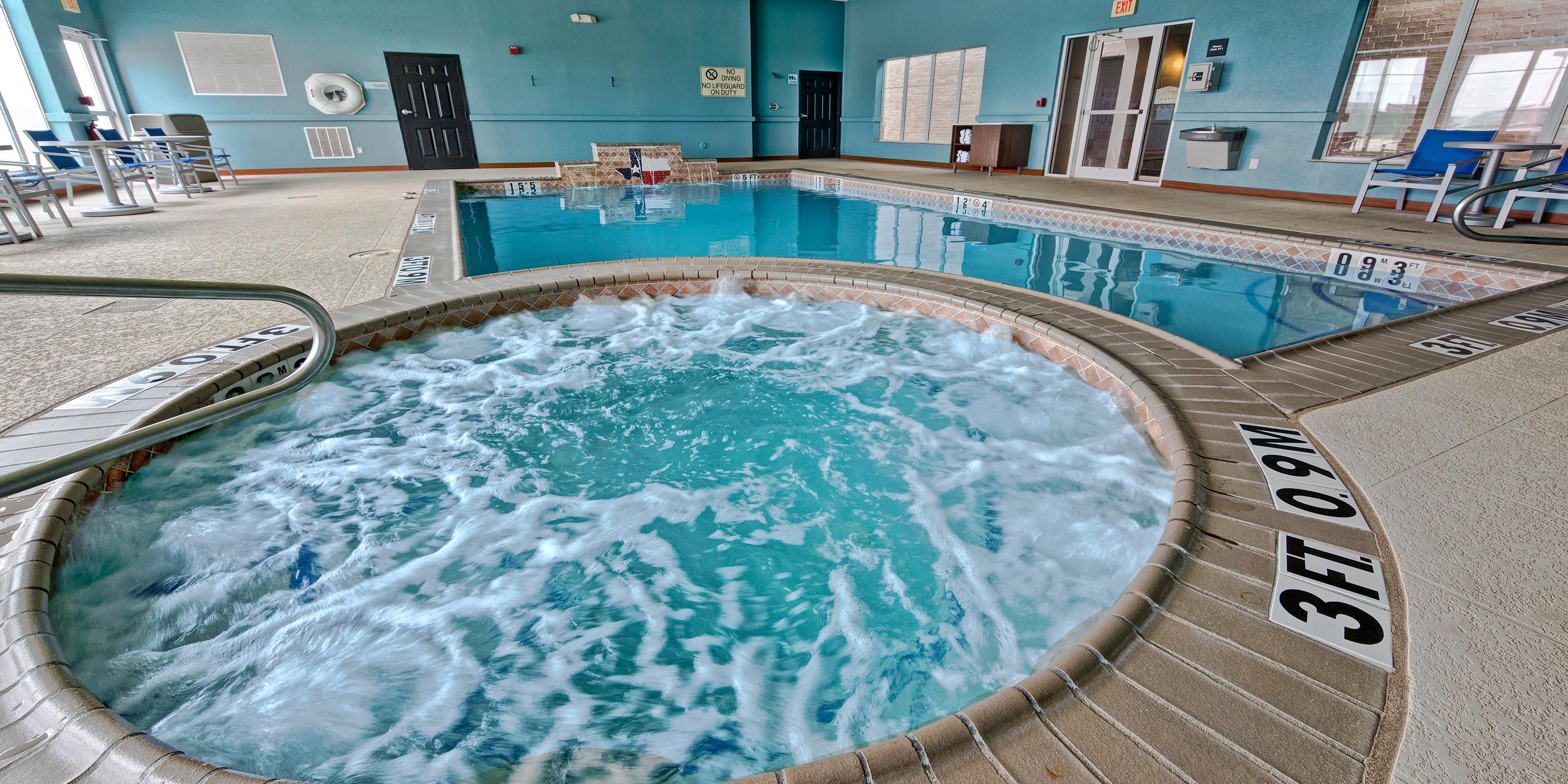Enjoy a relaxing swim in our indoor pool. Also, take some time to lounge in our adjoining hot tub.