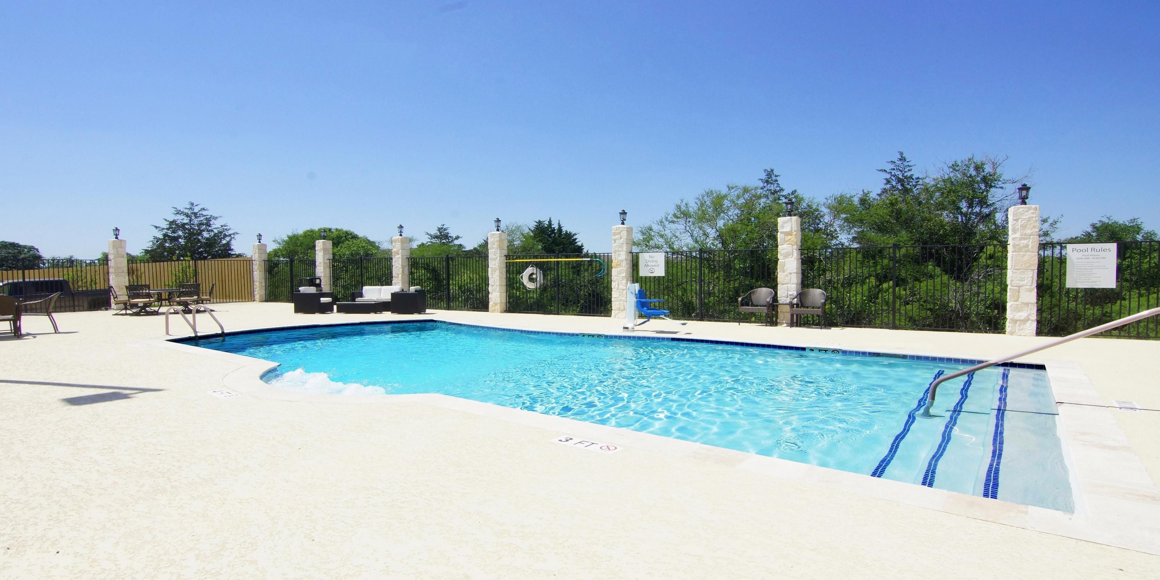 Relax all summer in our outdoor pool. 