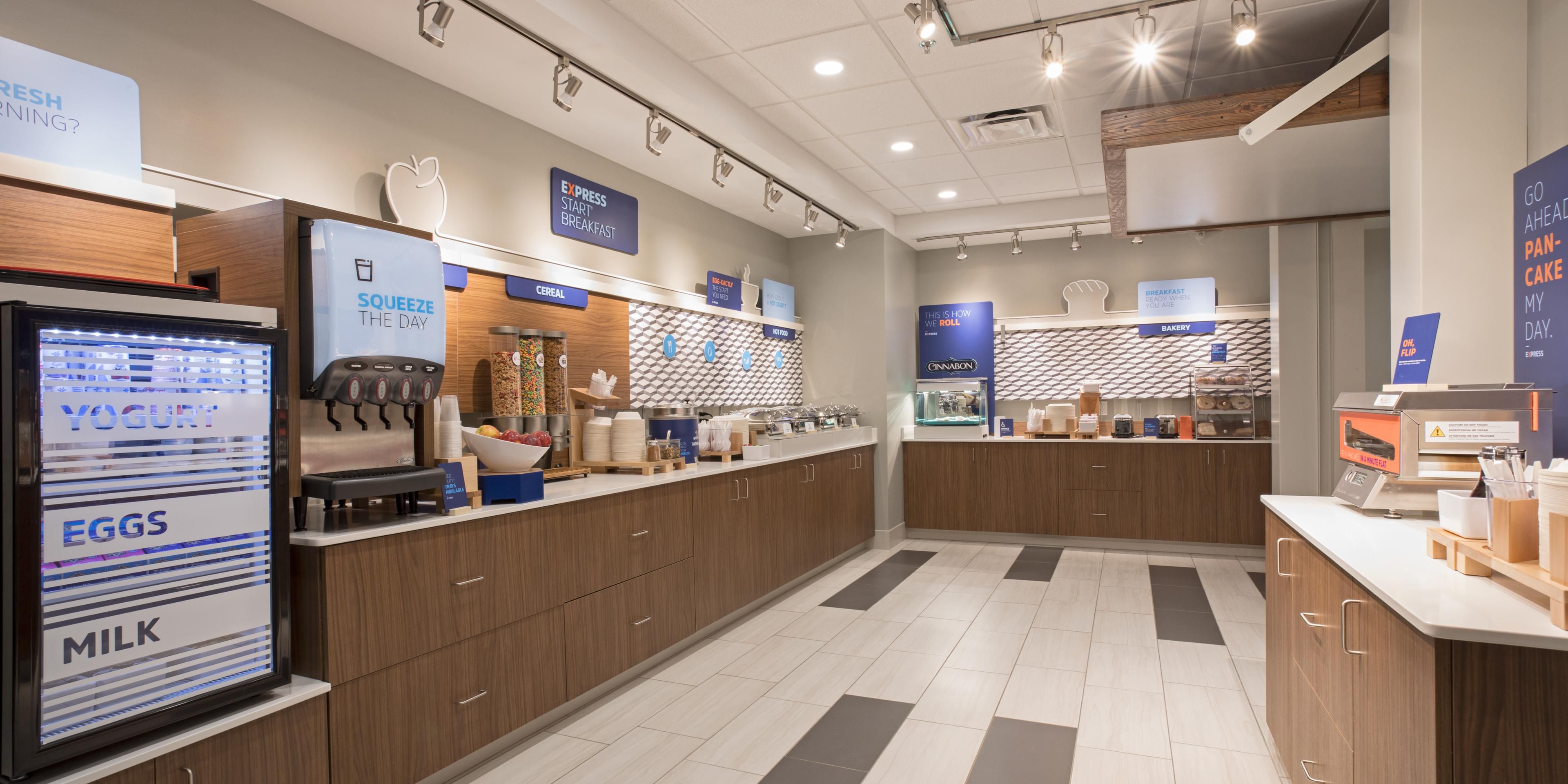 Start your day with fresh bacon and eggs, pancakes, or a sweet roll. Discover our new options, and new look, always included in your stay. . As always, our complimentary hot coffee is available around the clock. So, grab a plate, fuel up, and Be The Readiest® to conquer your day!