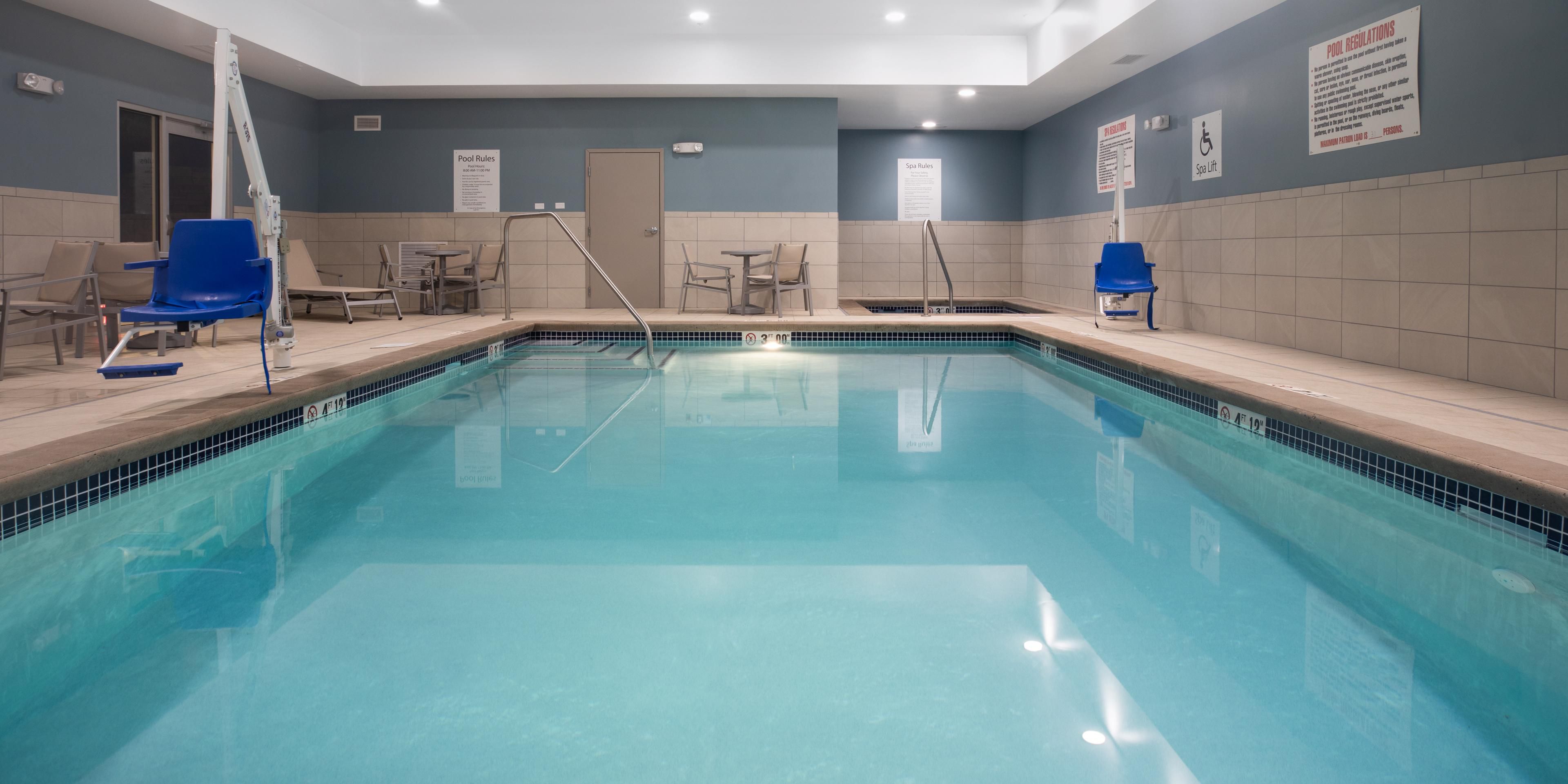 Enjoy our indoor pool and hot tub while in town to exercise, have fun with the family, or just relax.  It's the perfect remedy after a long day.