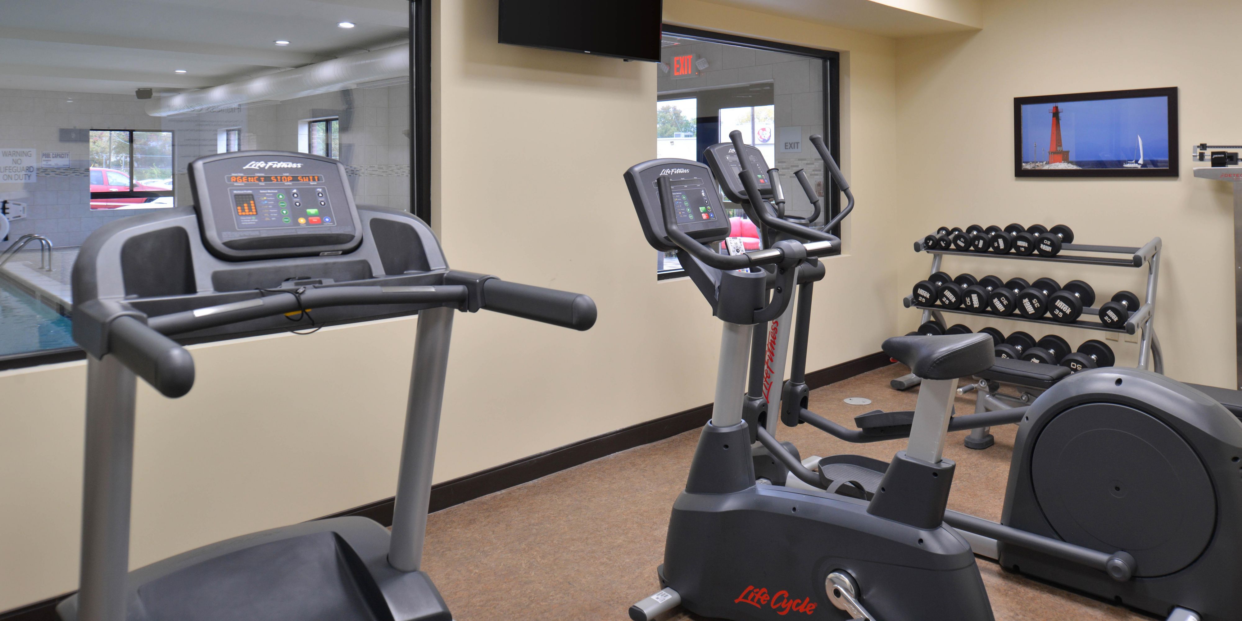 Our fitness center is open all day and every day so there is plenty of time to fit in your routine when staying with us.