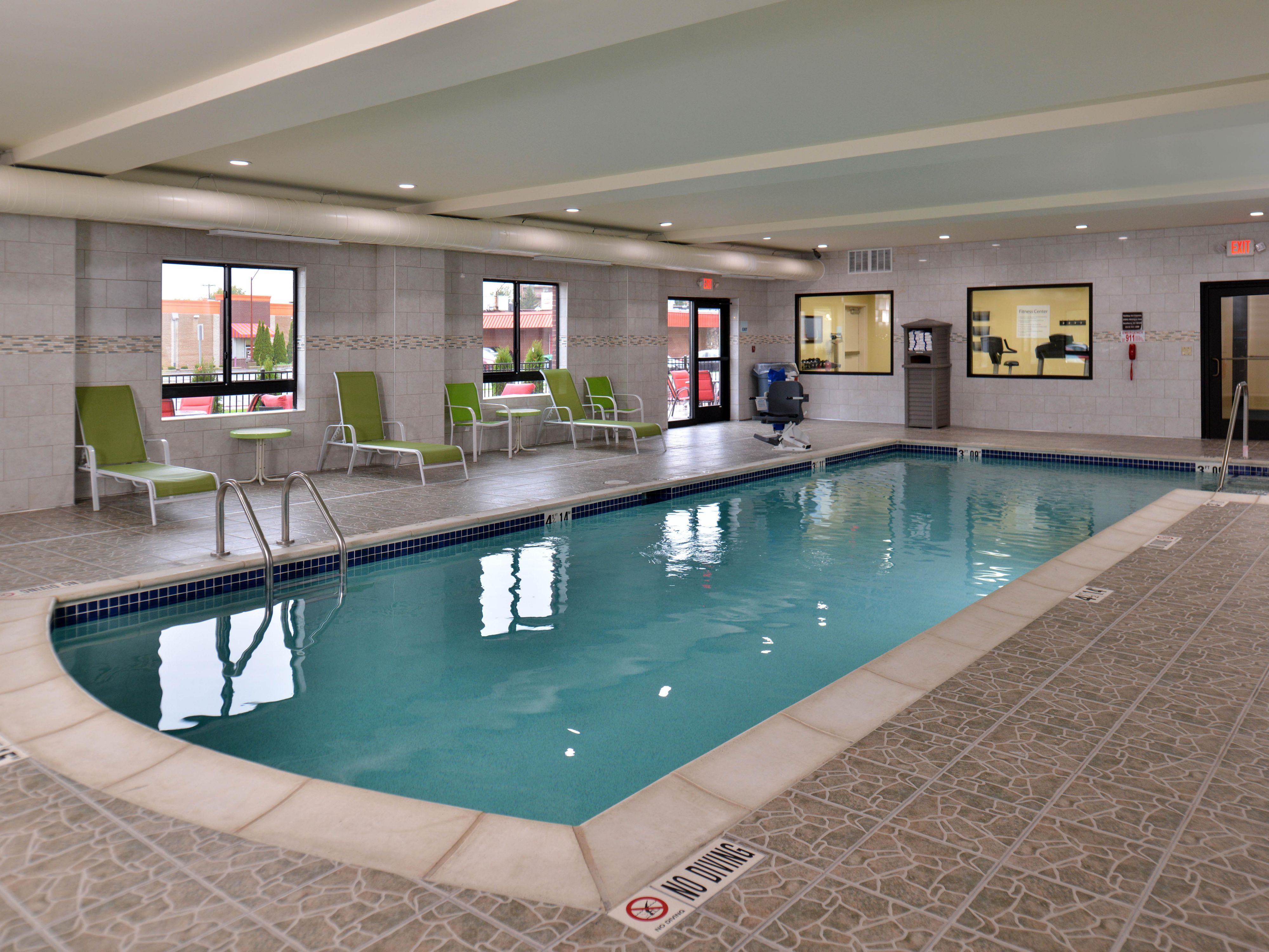 Enjoy our indoor heated pool after a long day at work!