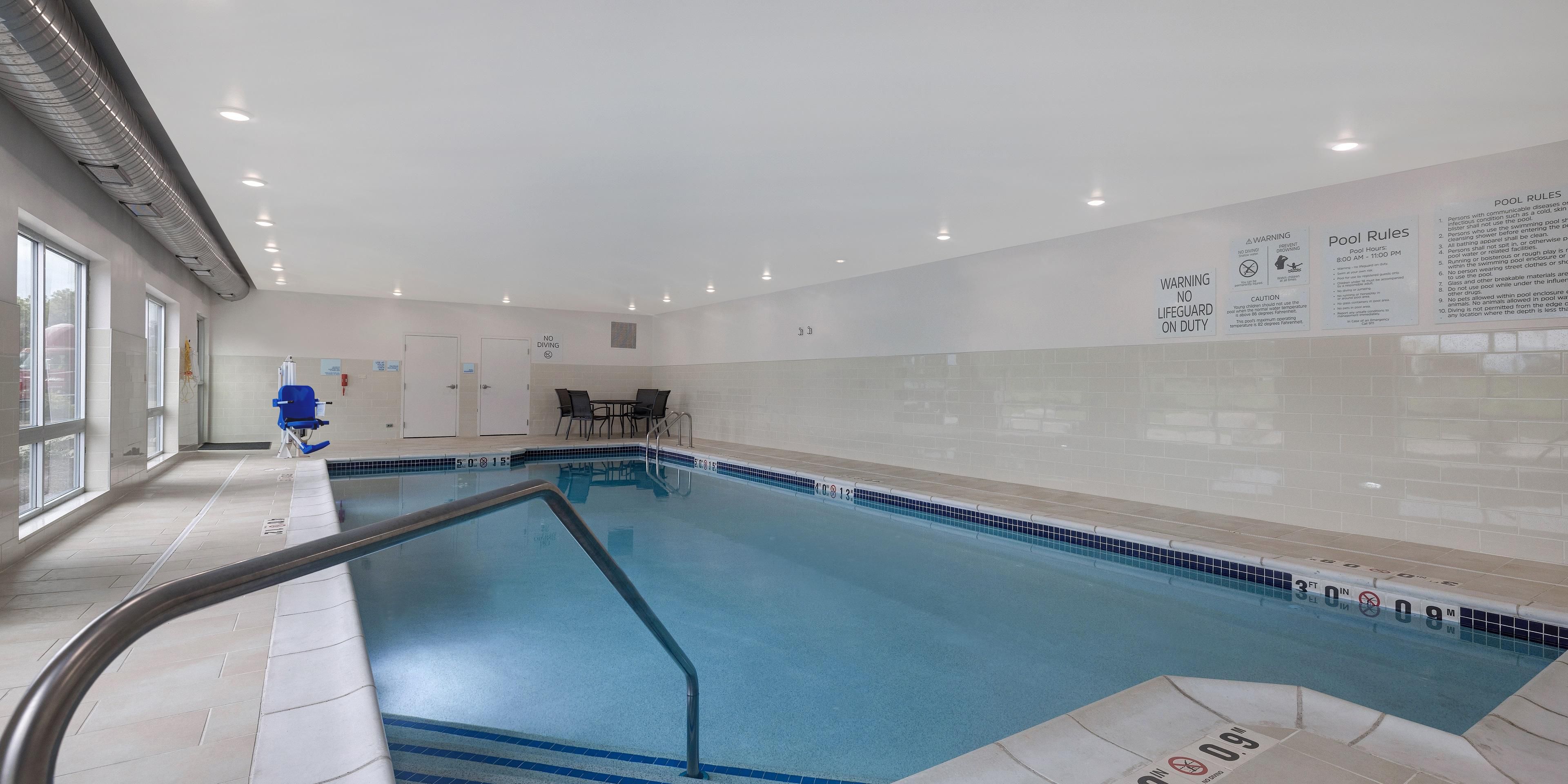 Relax by our indoor heated pool or keep up your workouts with a few laps.