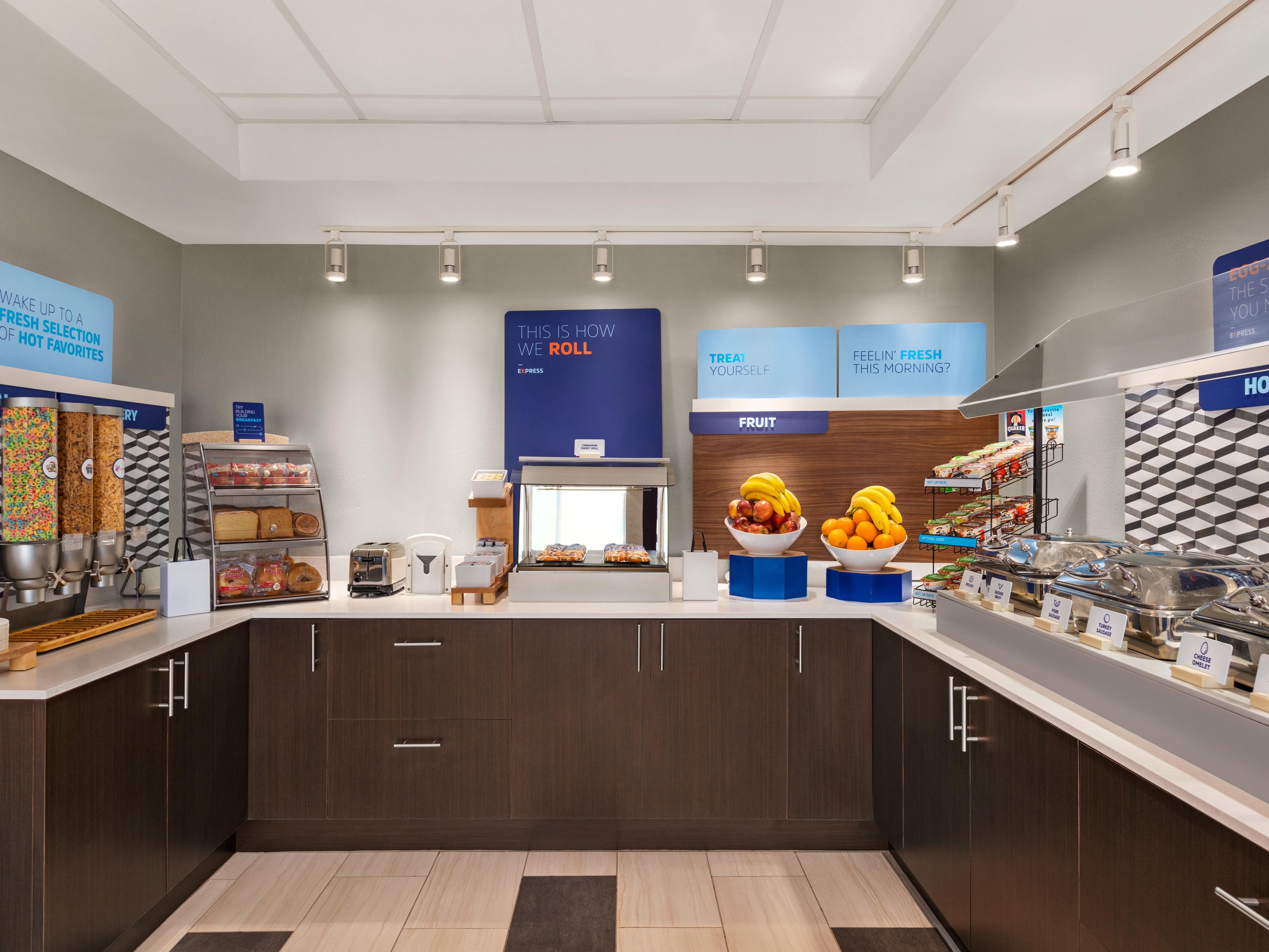Fuel your day with our complimentary hot breakfast buffet!