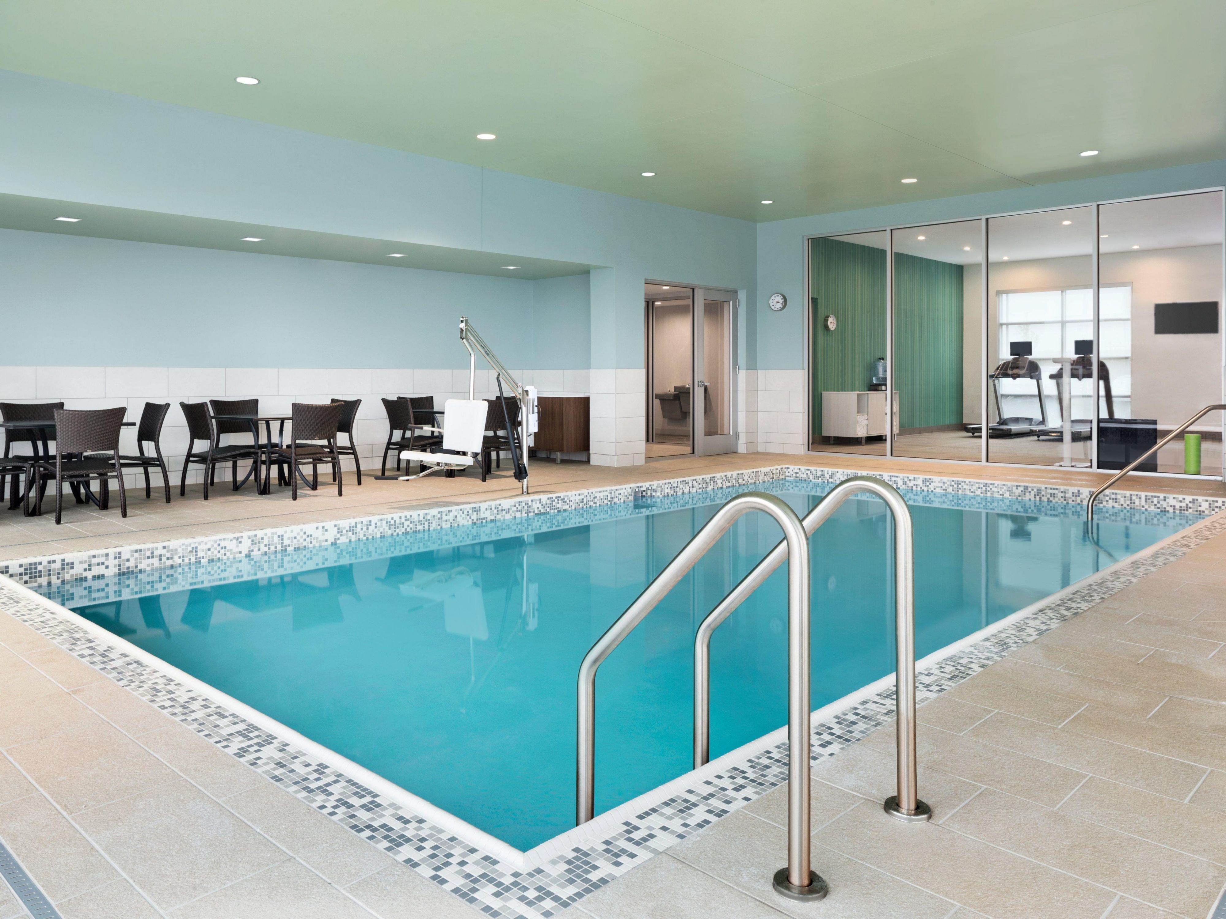 Take a refreshing dip in the pool after a busy day of work.