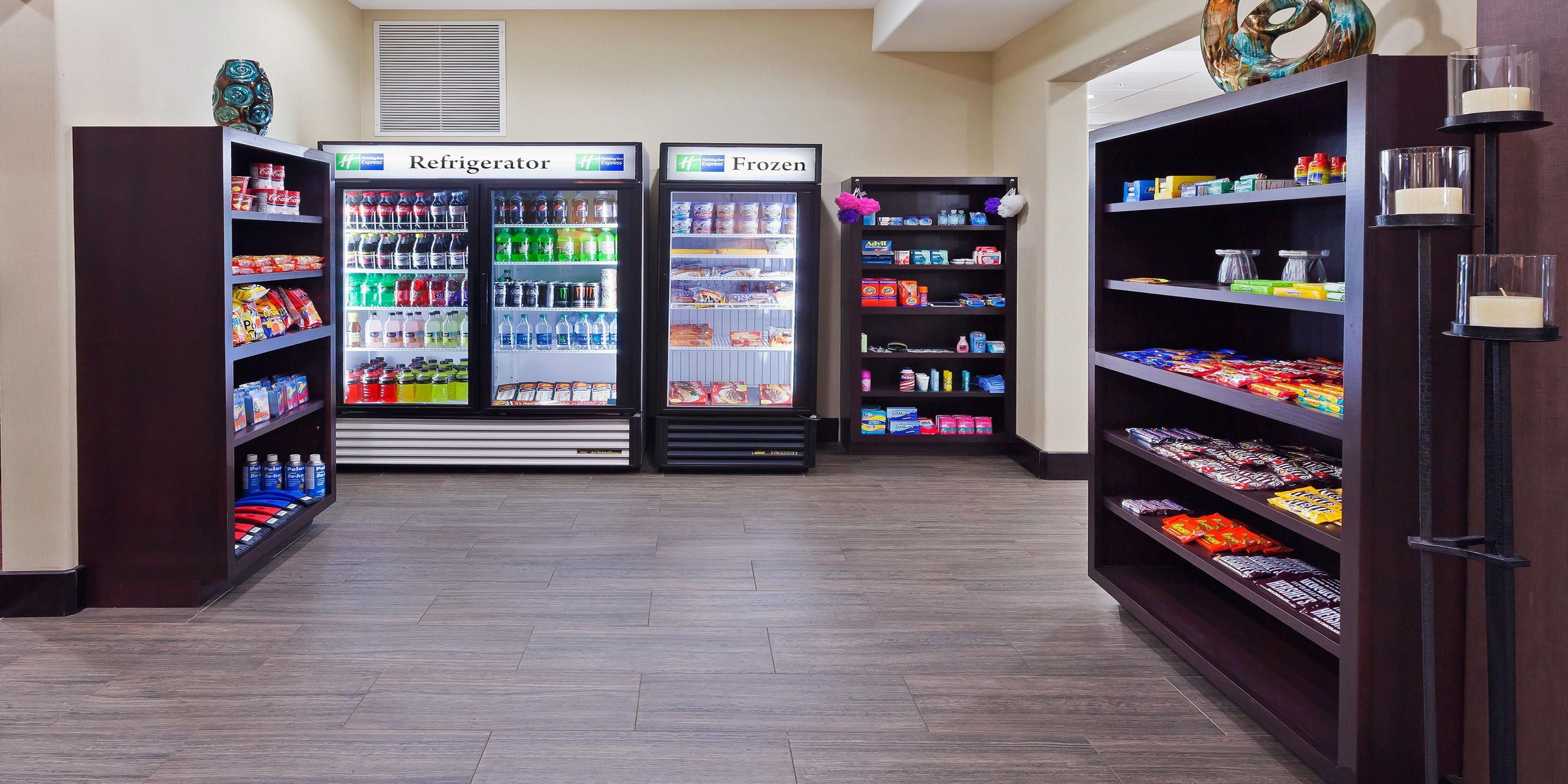 Forget something or need a snack?  Our marketplace has you covered with food, beverage and toiletry items at your fingertips.