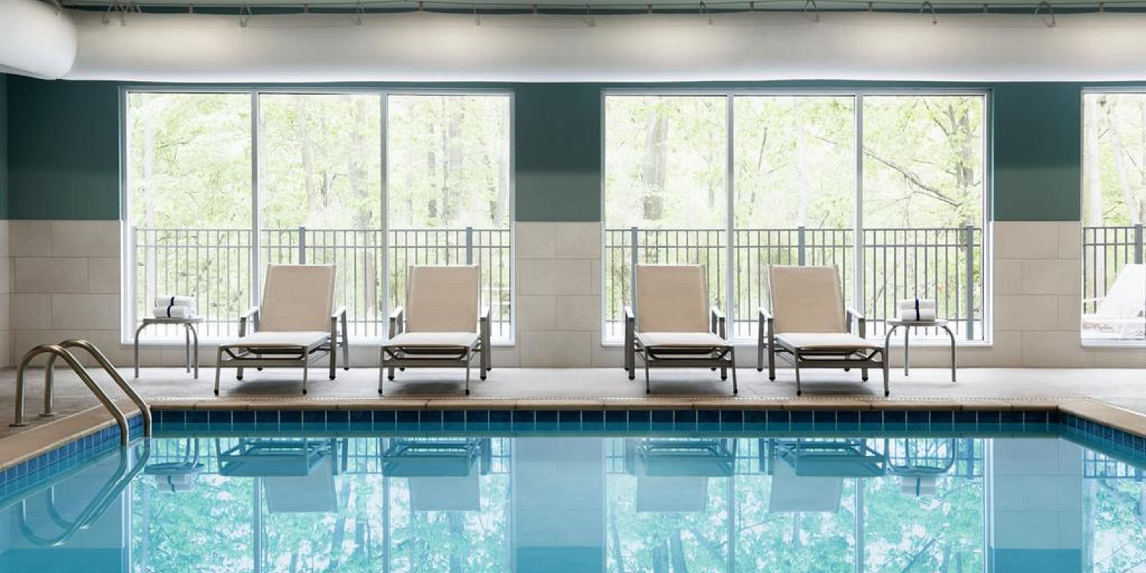 Take a refreshing dip in the morning or relax later in our heated indoor pool, open daily between 8am to 10pm. Stay active in our Fitness Center equipped with a treadmill, elliptical, stationary bicycle, free weights, towels, and flat-screen TVs, open between 5am to 11pm. All amenities are open during our renovation.