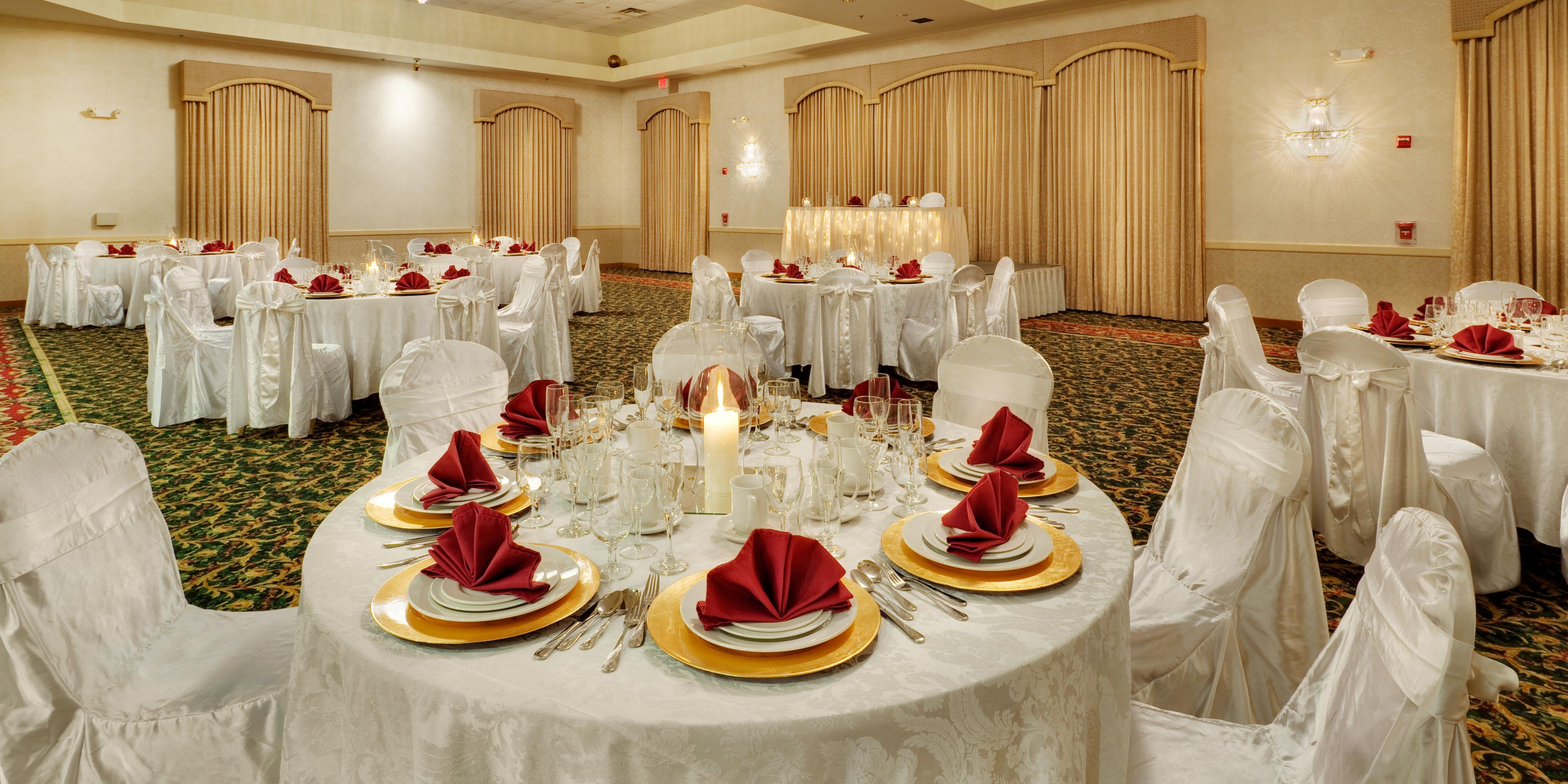 with over 8,000 -sqft of event space our hotel is well equipped to accommodate your corporate meeting, wedding, or social event.