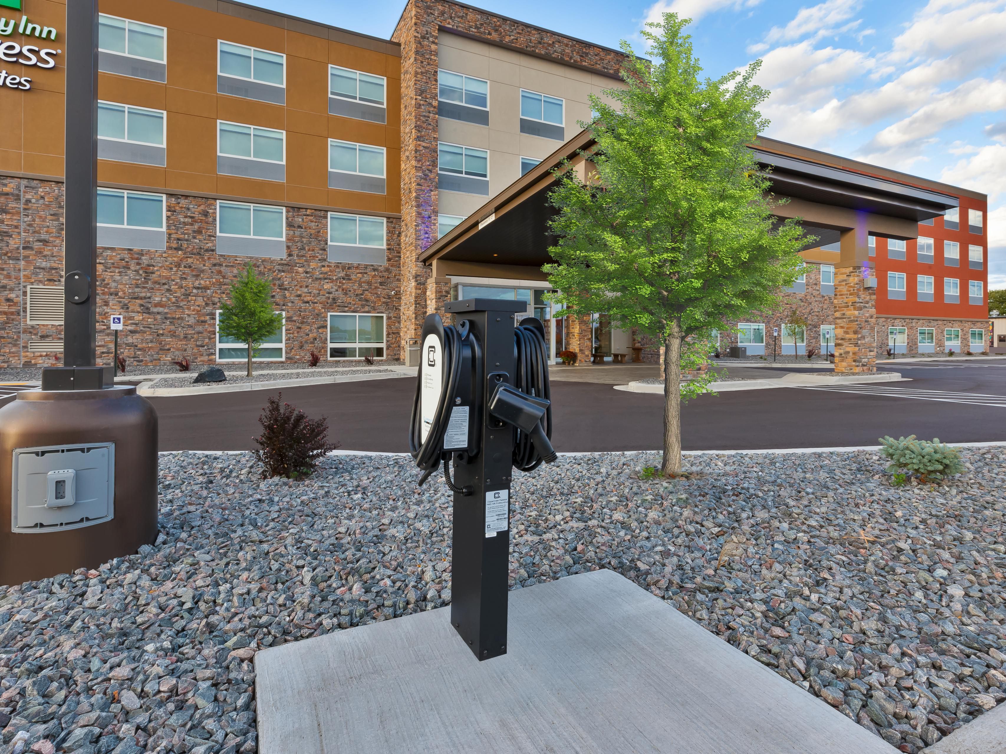 While you rest and recharge after your journey, your electronic vehicle can recharge too! Complimentary for all guests of the Holiday Inn Express West.  
