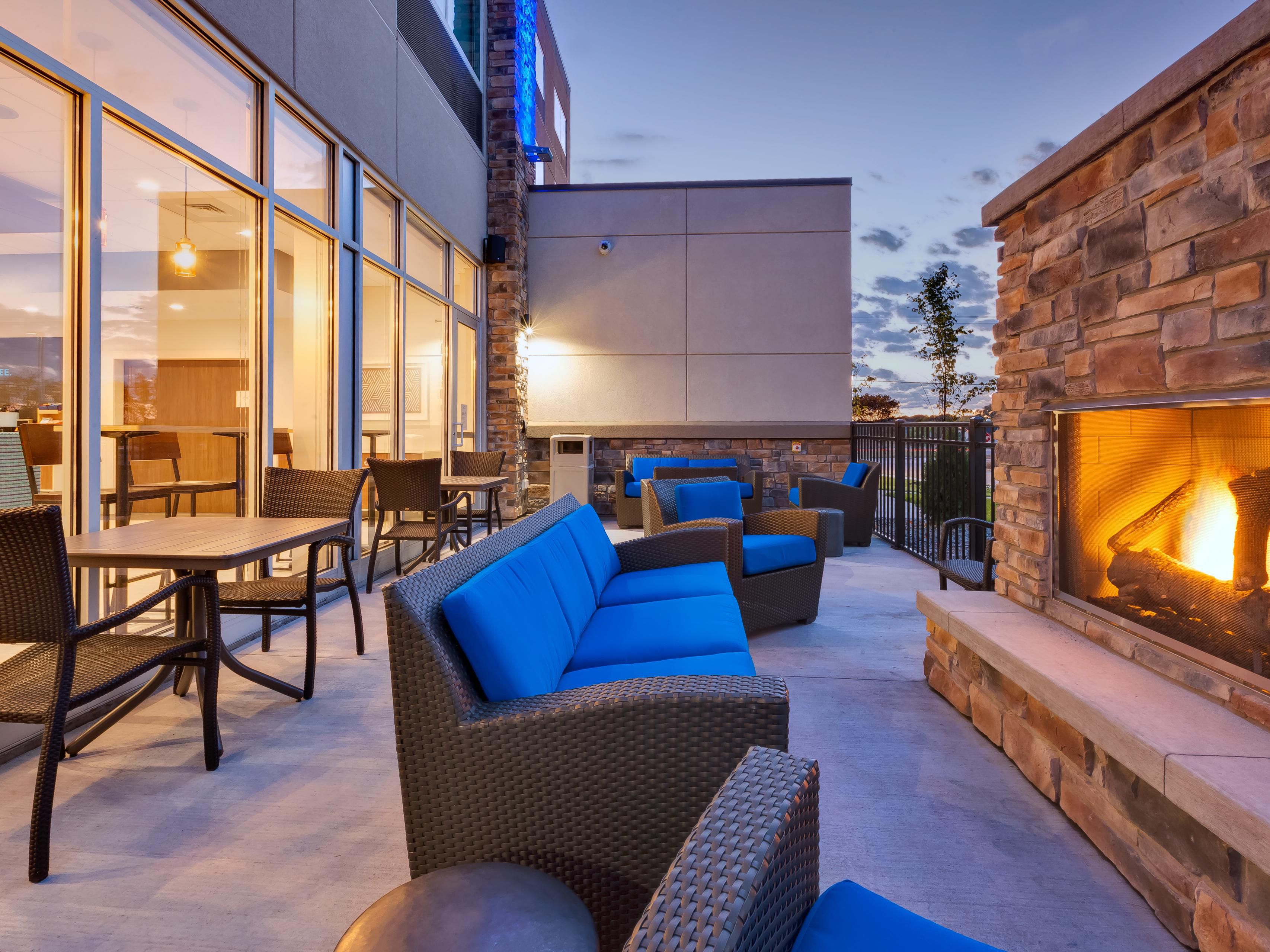 Guest Patio with Fireplace and Seating 