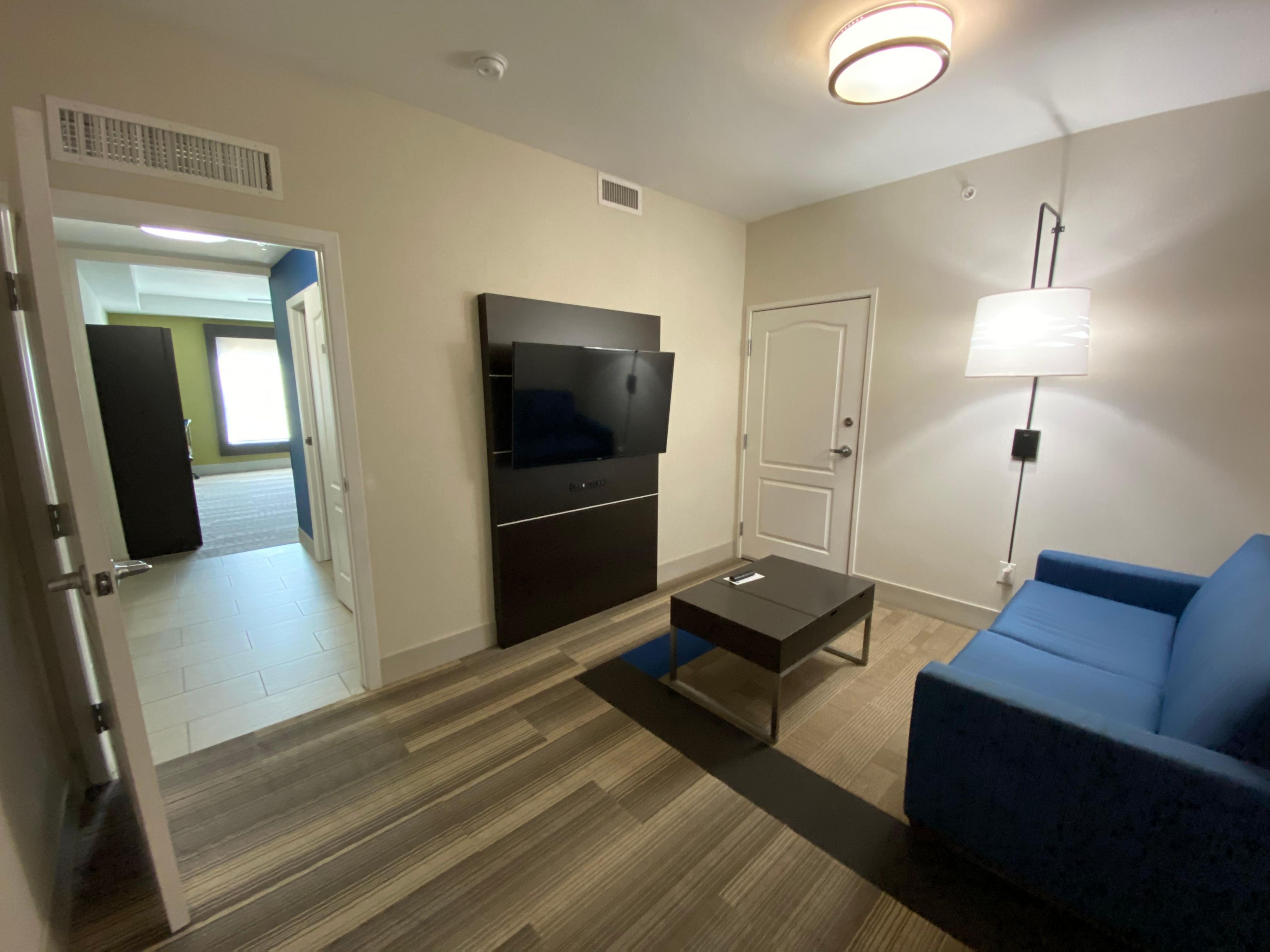We have an assortment of suites available that have patios, pool view, and water view of the Town Center pond. 