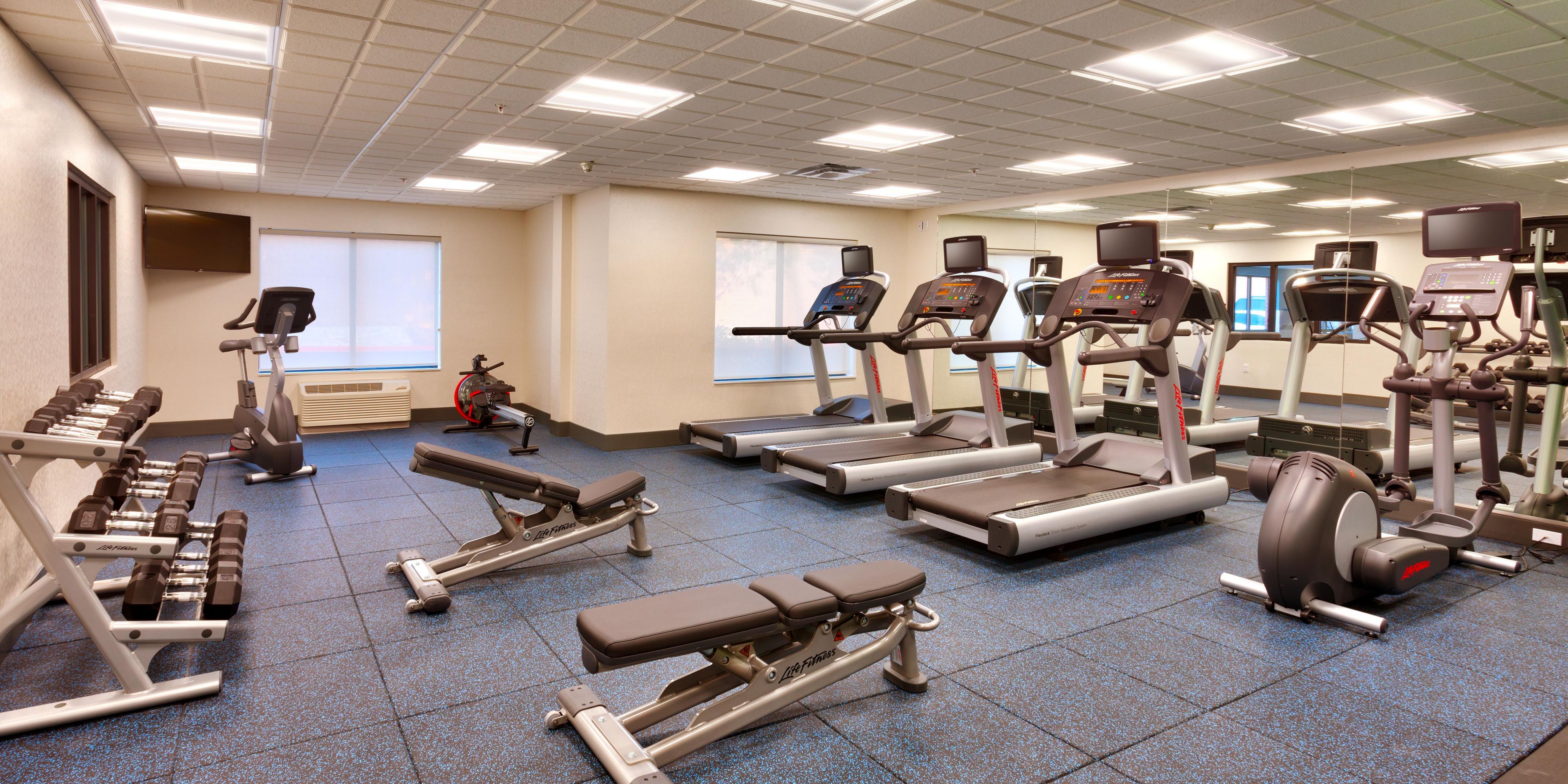 When you're away from home you can bring your workout routine with you.  You can bulk up or get some cardio going in our oversized and state of the art fitness center equipped with a bike, row machine, treadmills, ellipticals and free weights.  Stay healthy.  Stay with us. 