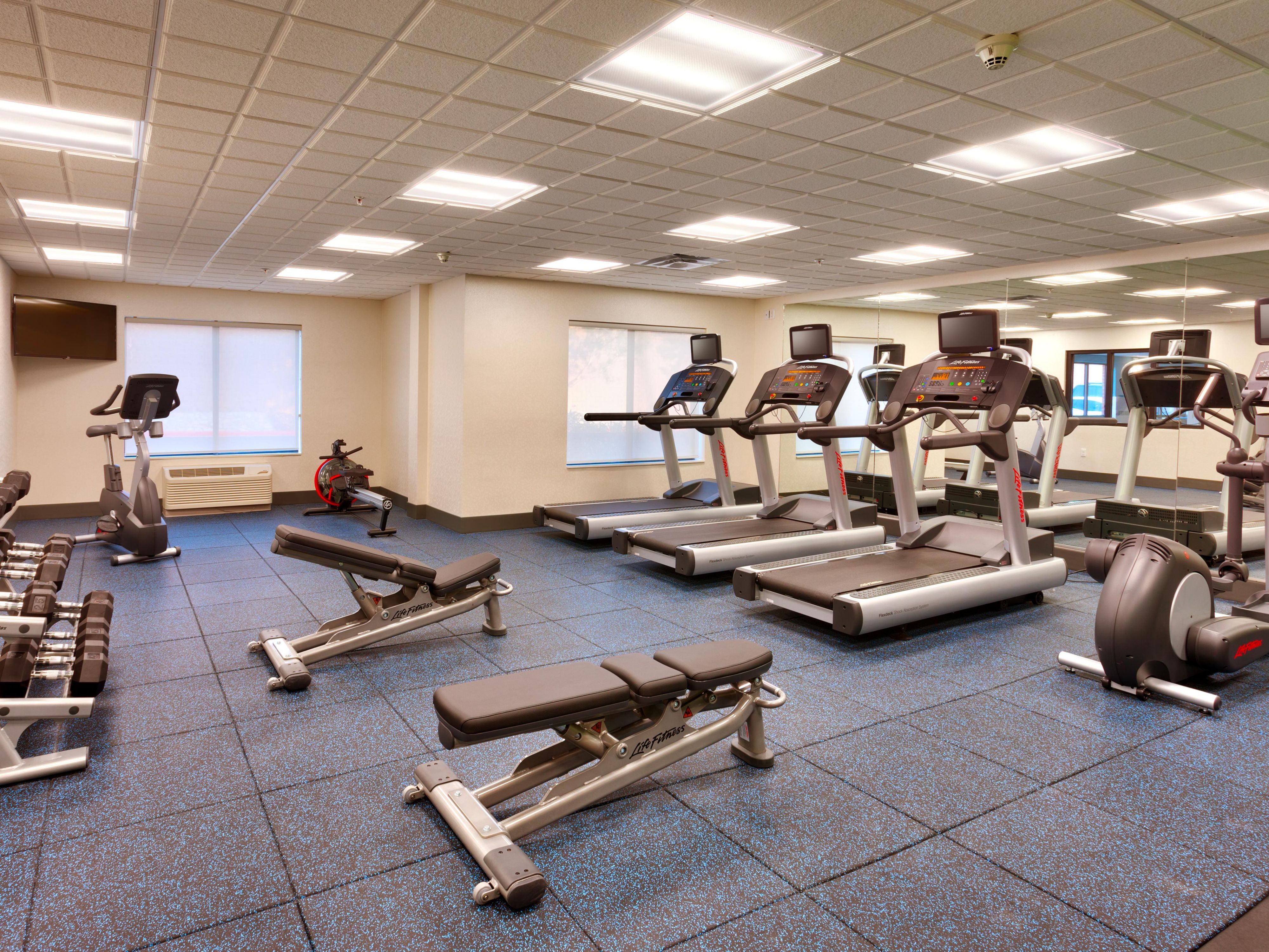 When you're away from home you can bring your workout routine with you.  You can bulk up or get some cardio going in our oversized and state of the art fitness center equipped with a bike, row machine, treadmills, ellipticals and free weights.  Stay healthy.  Stay with us. 