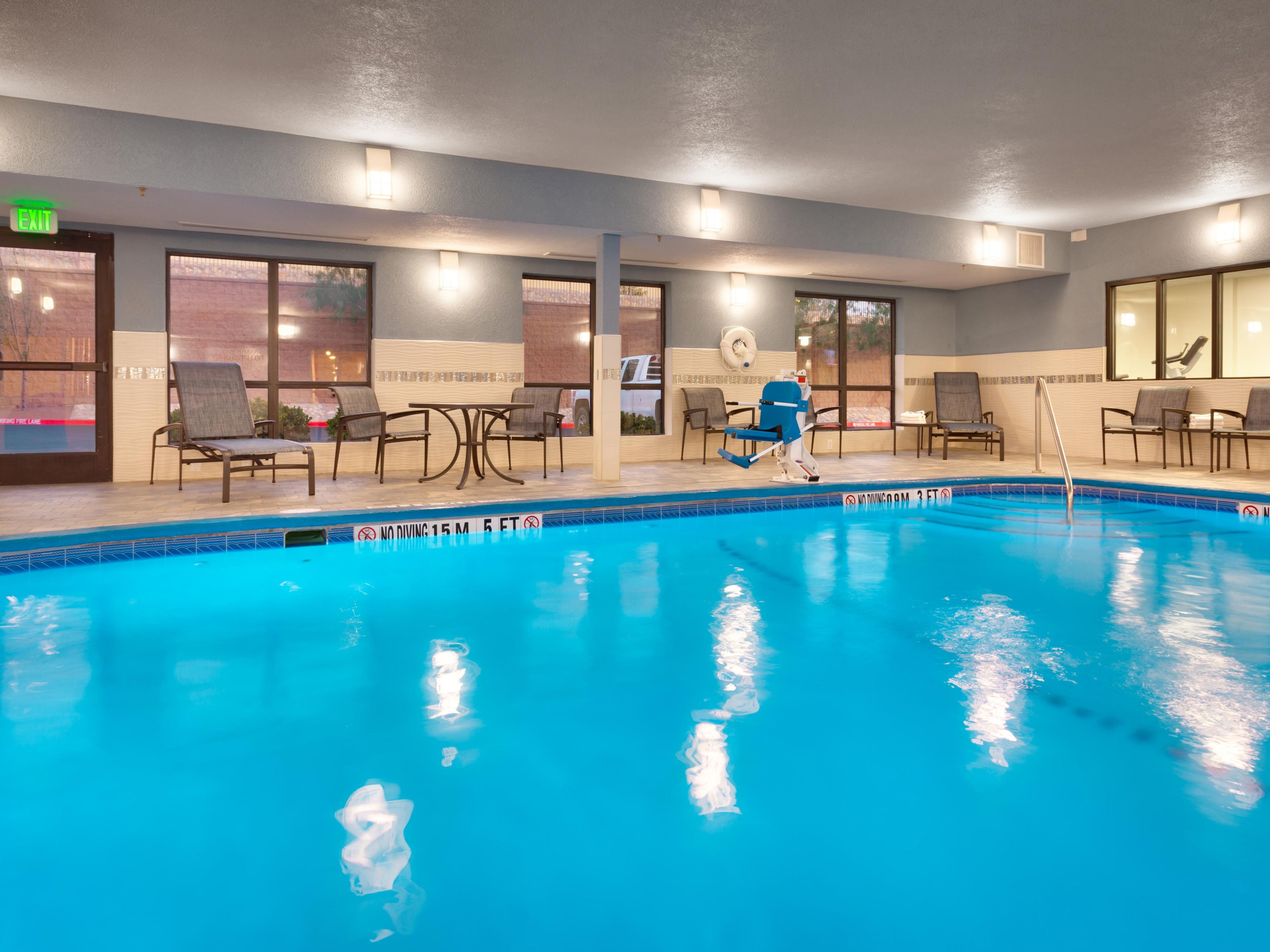 Whether you're in town for business or pleasure we encourage you to take some time to relax and enjoy our sparkling indoor pool and spa.