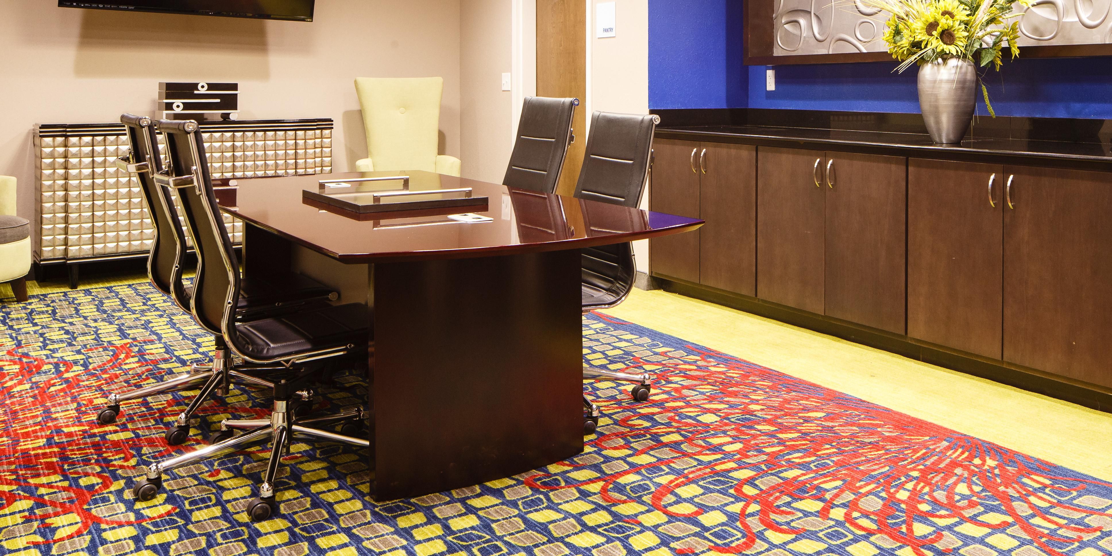 Meeting room rental available for up to 15. Guest are able to bring in their own food and beverage or catering company. Please call or email the hotel for more details at 405-889-3429
