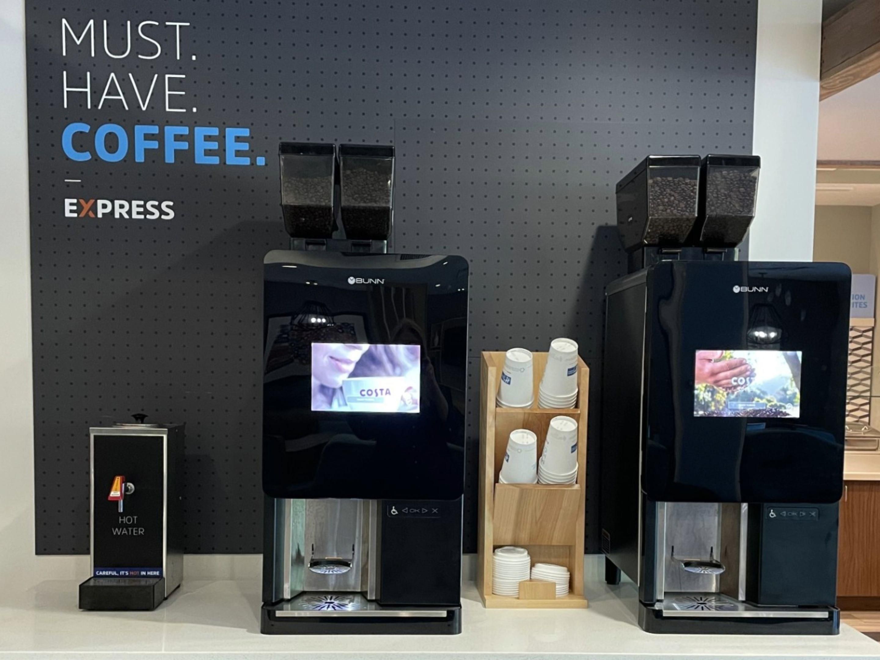 Savor the taste of freshly brewed coffee around the clock with our new bean-to-cup coffee machine, available 24/7 in the 
lobby! Should you desire the comfort of brewing in your room, simply request an in-room brewer from our front desk. Elevate your stay with us and relish every sip of our exceptional coffee!