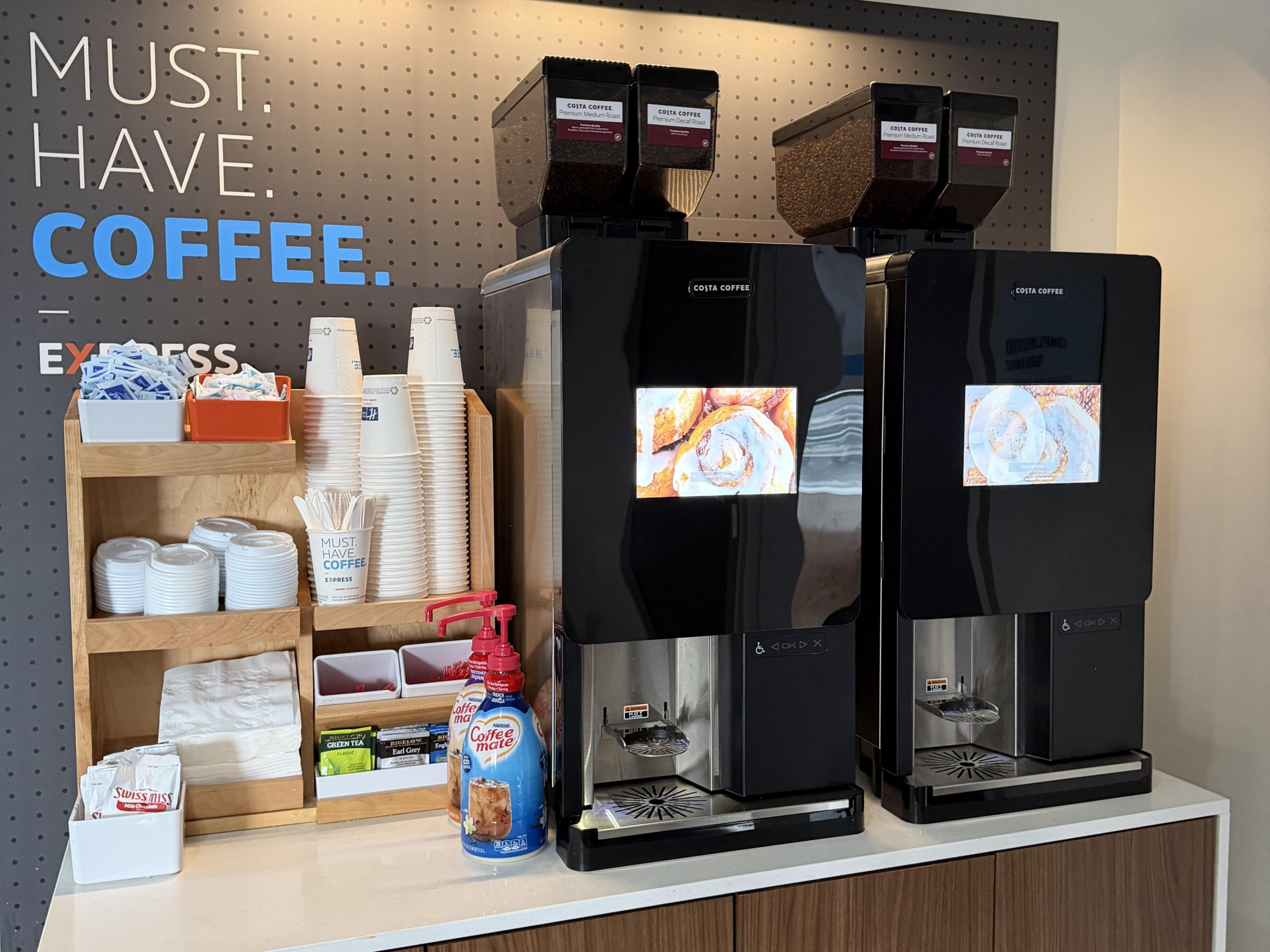 Savor the taste of freshly brewed coffee around the clock with our new bean to cup coffee machine, available 24/7 in the lobby.  Elevate your stay with us and relish every sip of our exceptional coffee!