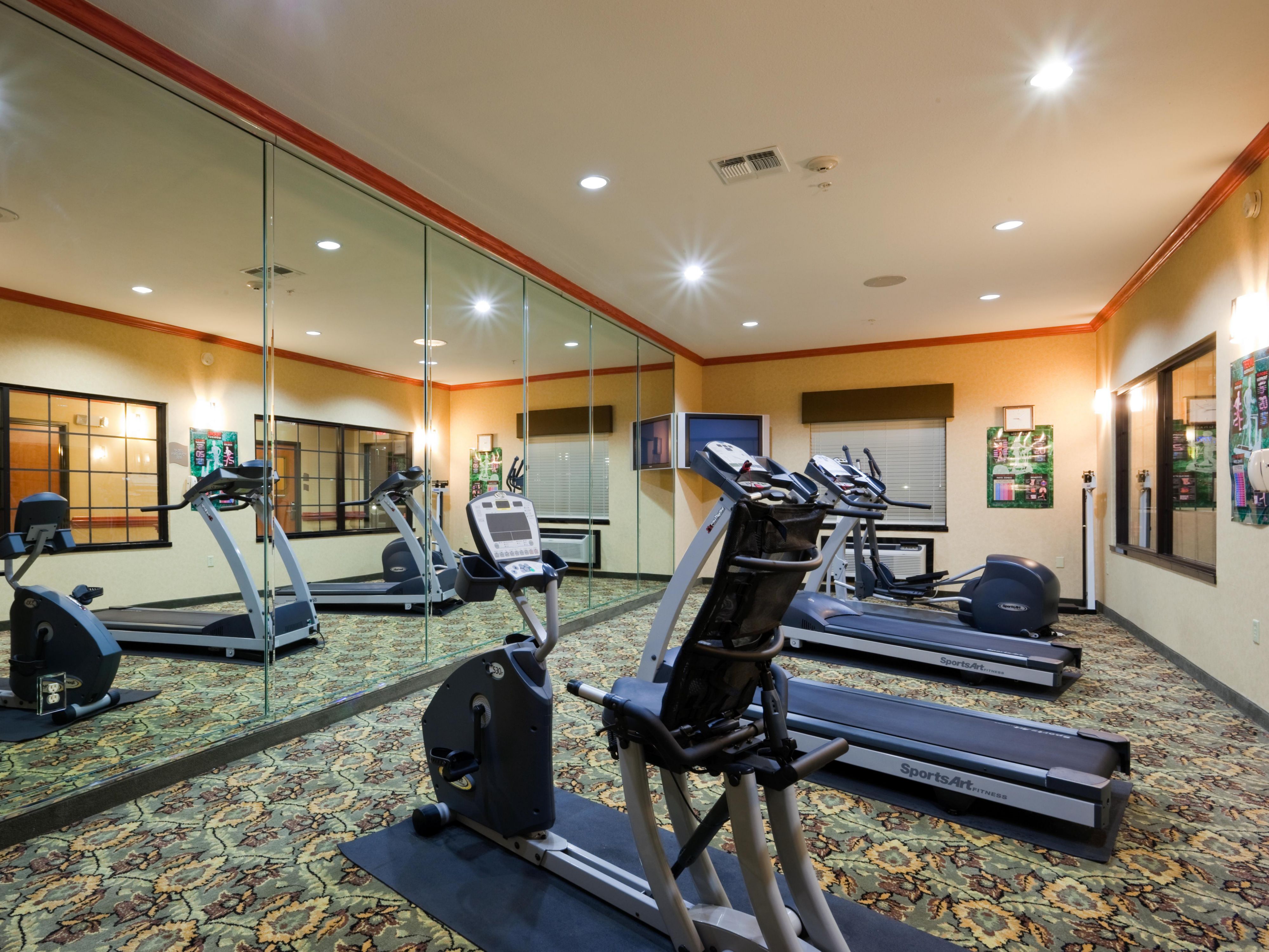 Newly Renovated hotel.  On-site fitness center has a treadmill, exercise bike, elliptical machine and free weights.  Available to our guest who are trying to maintain a healthy lifestyle while traveling.