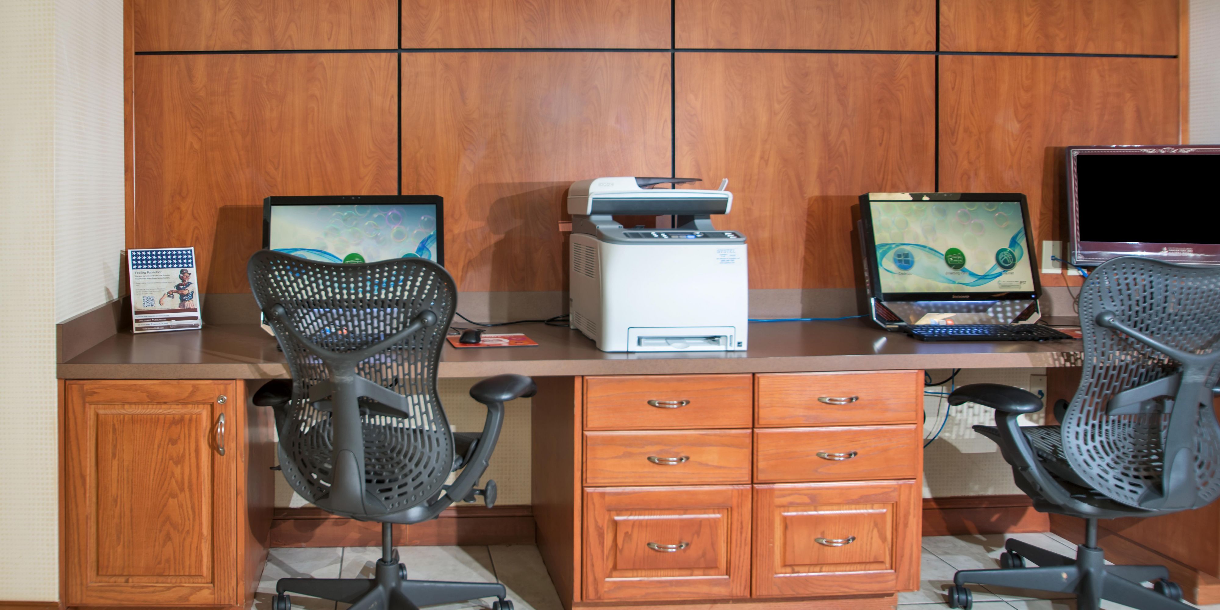 In our business center we offer a wide range of services for our guests, which includes:  fax machines, computers with high speed Internet access and printer. Our business center Is 24 Hours open.