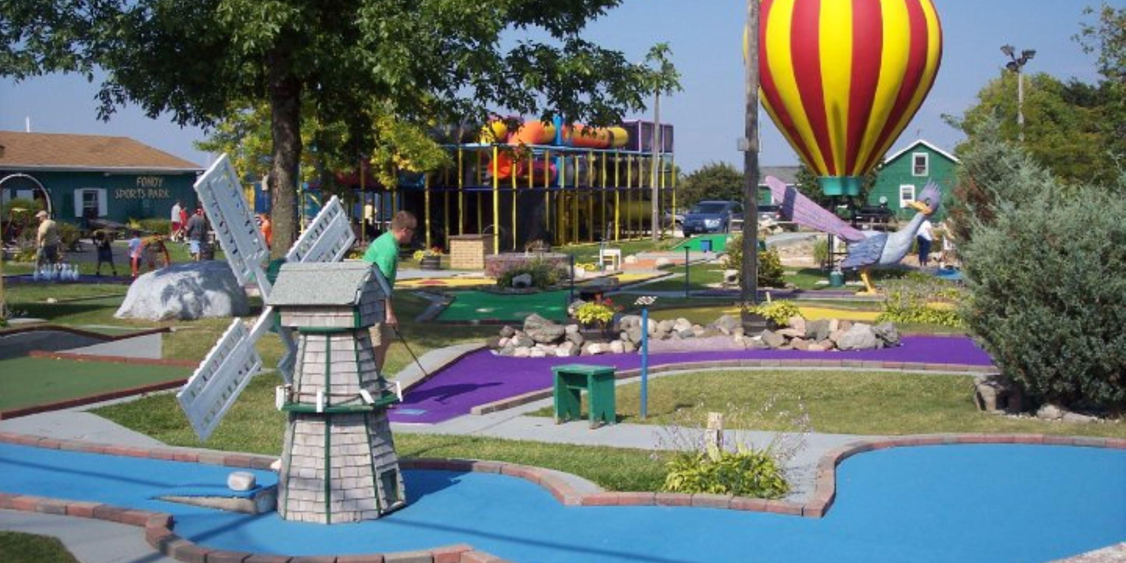 Fondy Sports Park has something for everyone – go-karts, mini-golf, bumper-boats, an arcade, off-road karts, batting cages, a rock climbing wall, and so much more.