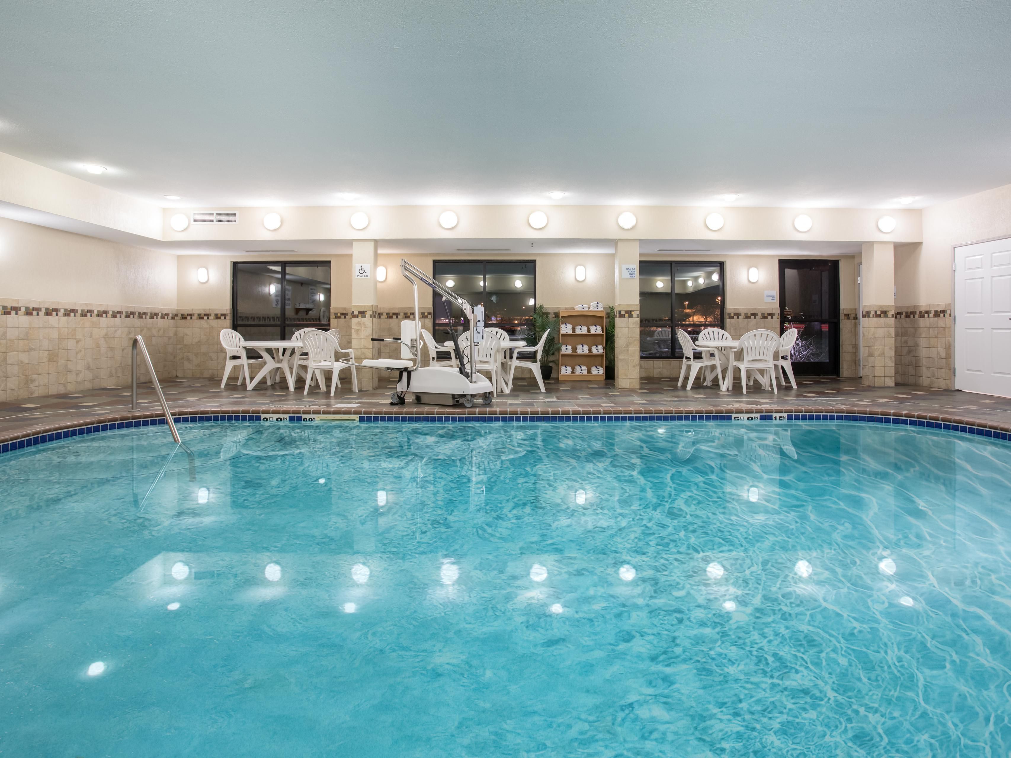 Everyday is a pool day with our indoor swimming pool.